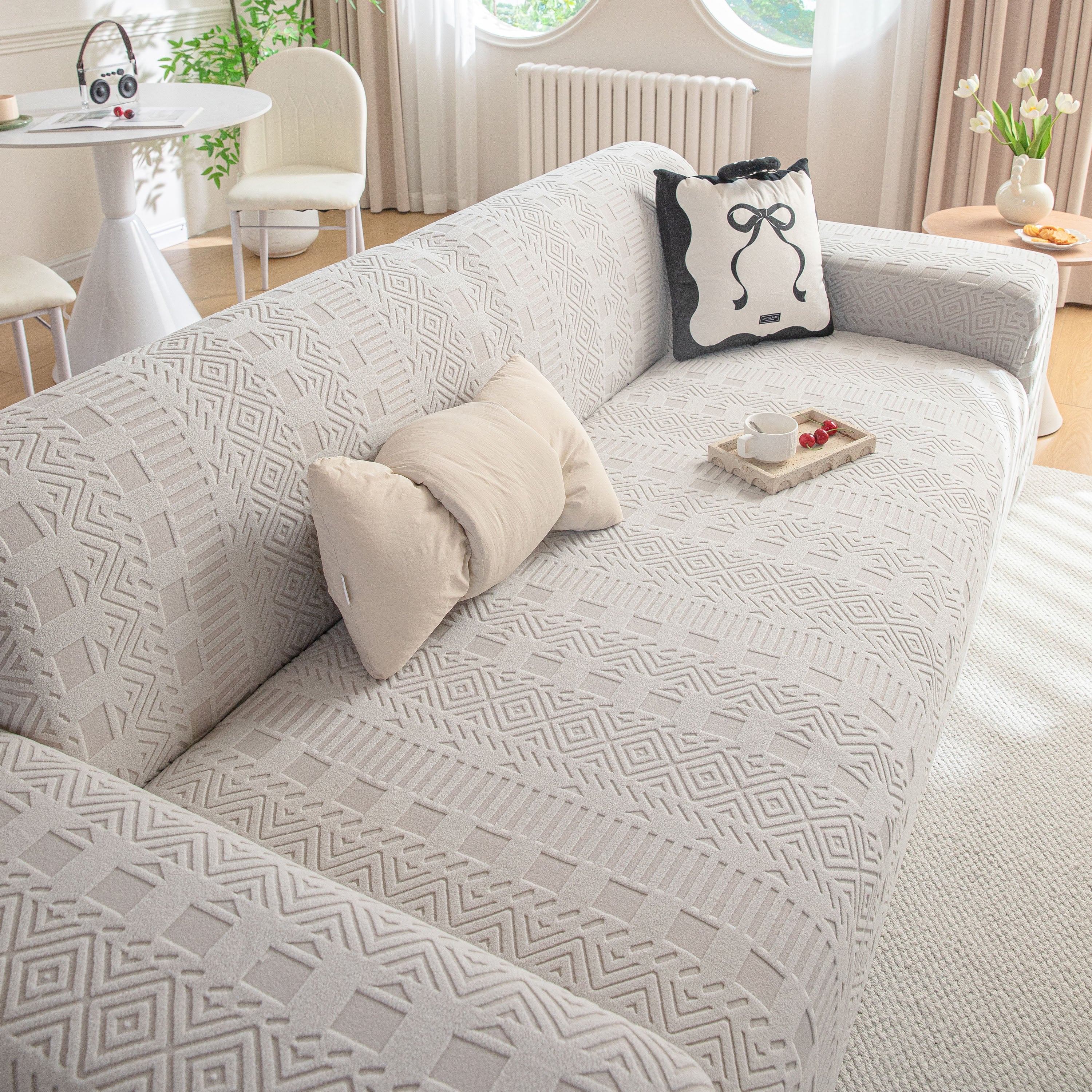 High Stretch Embossed Geometric Slipcover for Couch, Cozy Plush Fleece Couch Cover - Image 31