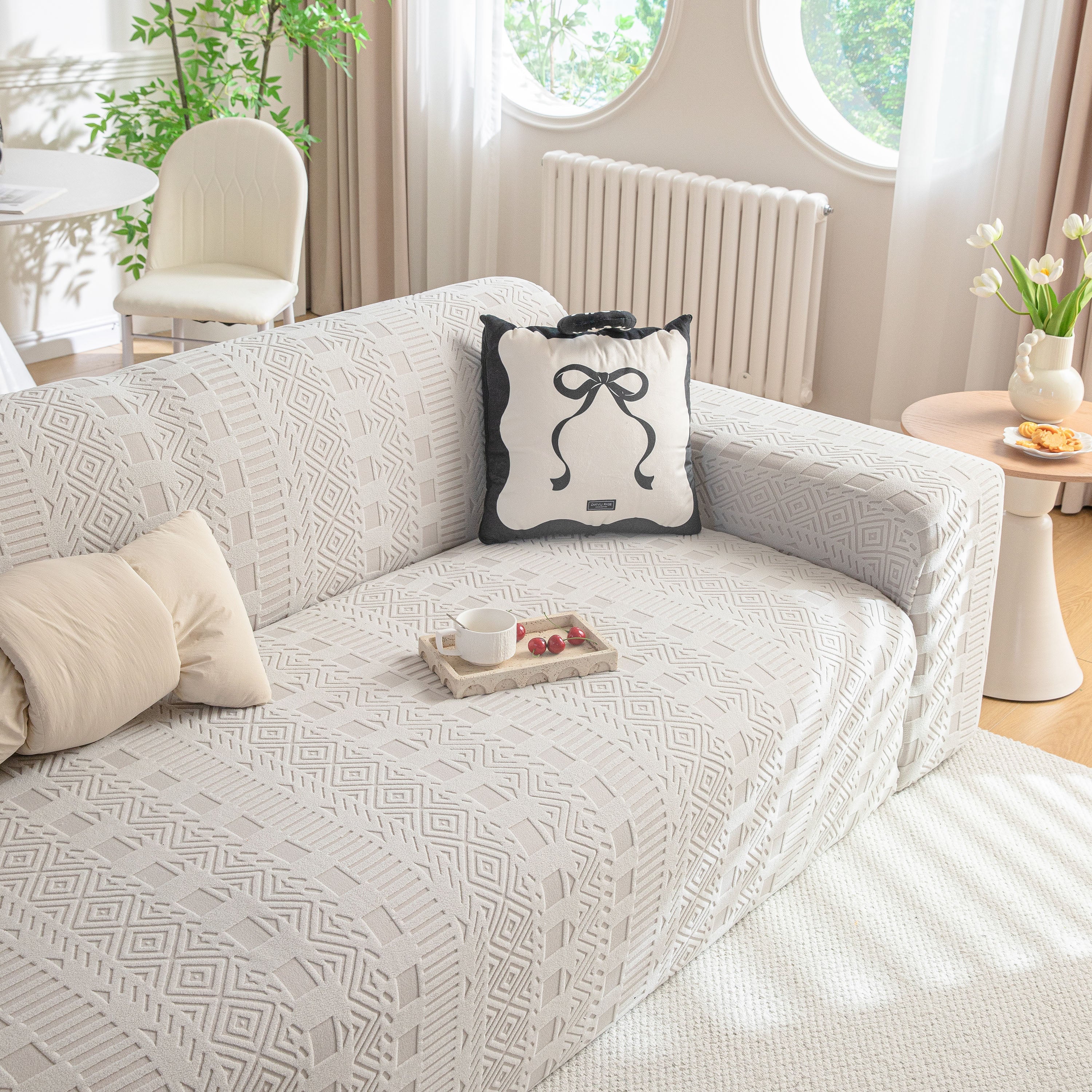 High Stretch Embossed Geometric Slipcover for Couch, Cozy Plush Fleece Couch Cover - Image 43