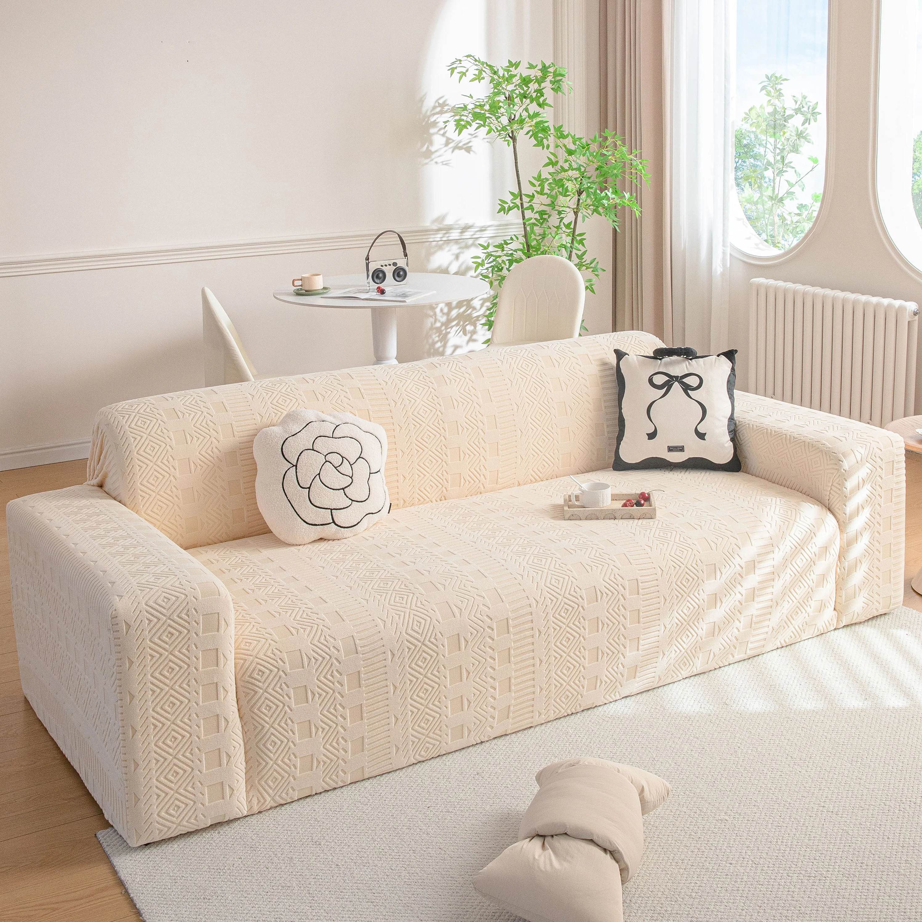 High Stretch Embossed Geometric Slipcover for Couch, Cozy Plush Fleece Couch Cover - Image 49