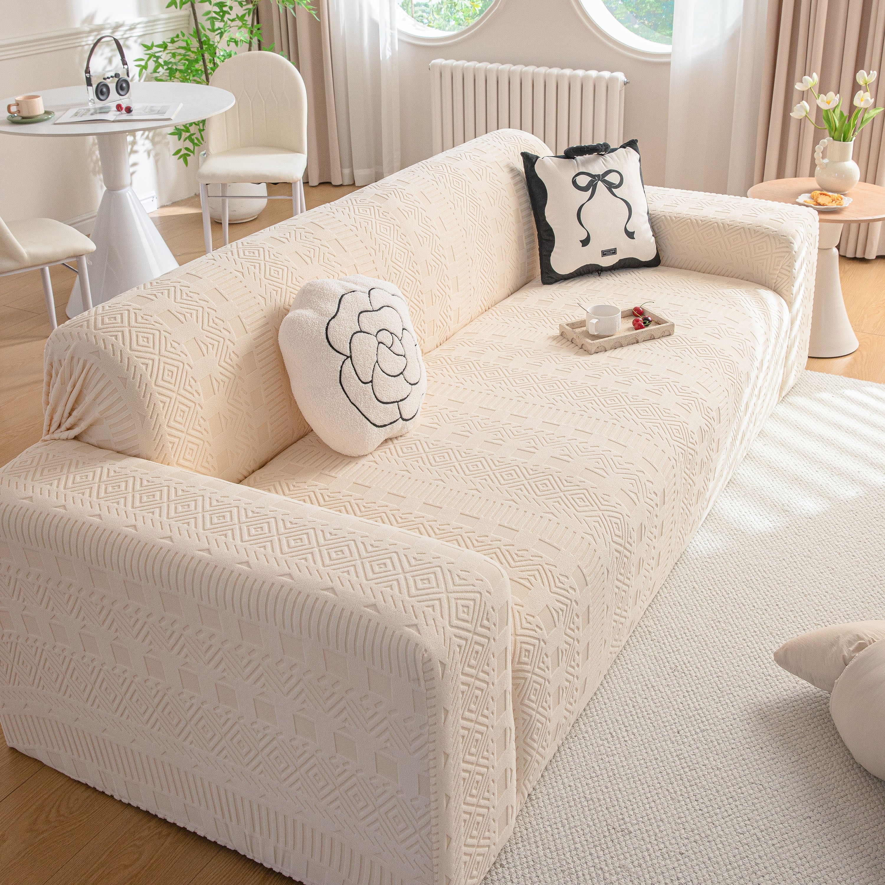High Stretch Embossed Geometric Slipcover for Couch, Cozy Plush Fleece Couch Cover - Image 52