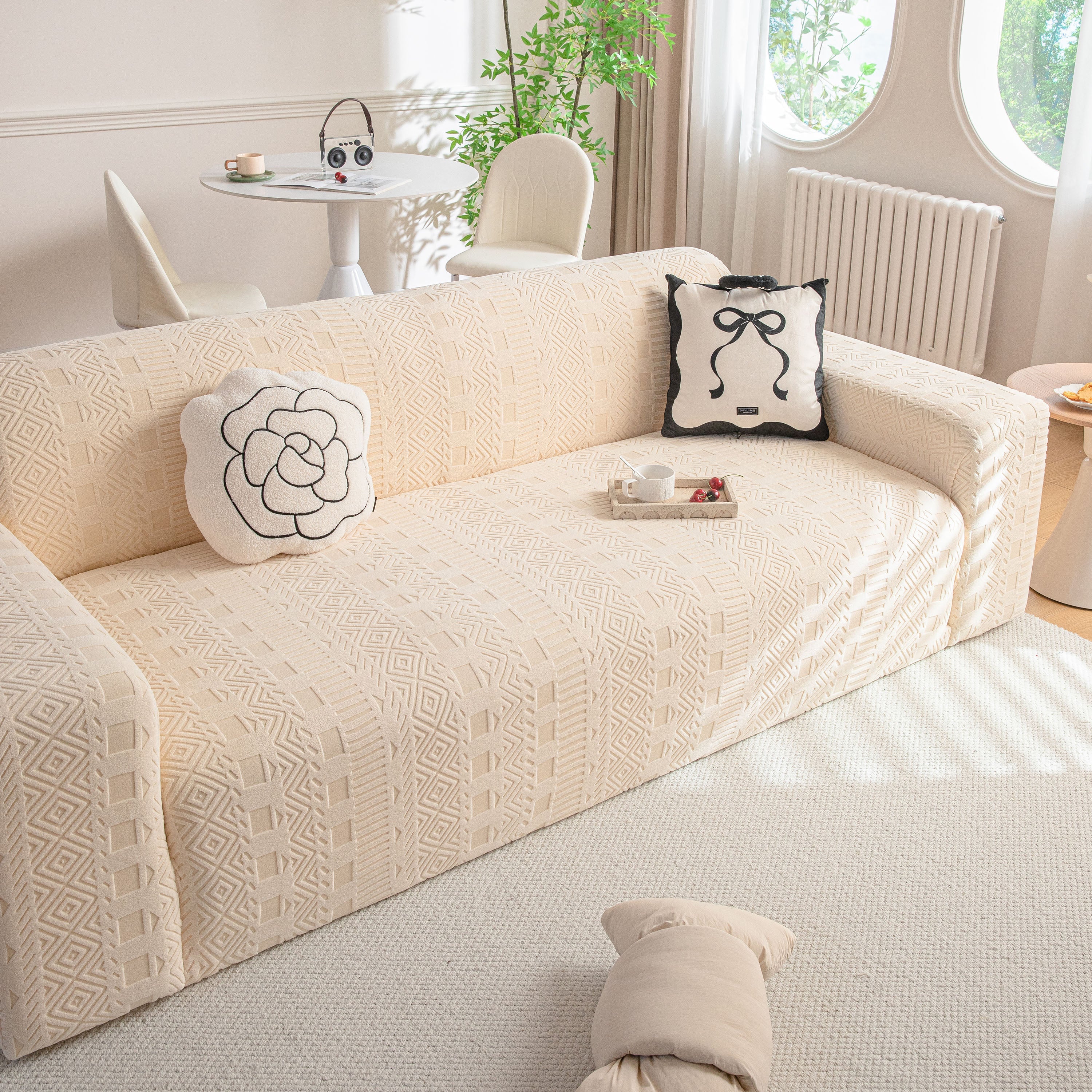 High Stretch Embossed Geometric Slipcover for Couch, Cozy Plush Fleece Couch Cover - Image 53