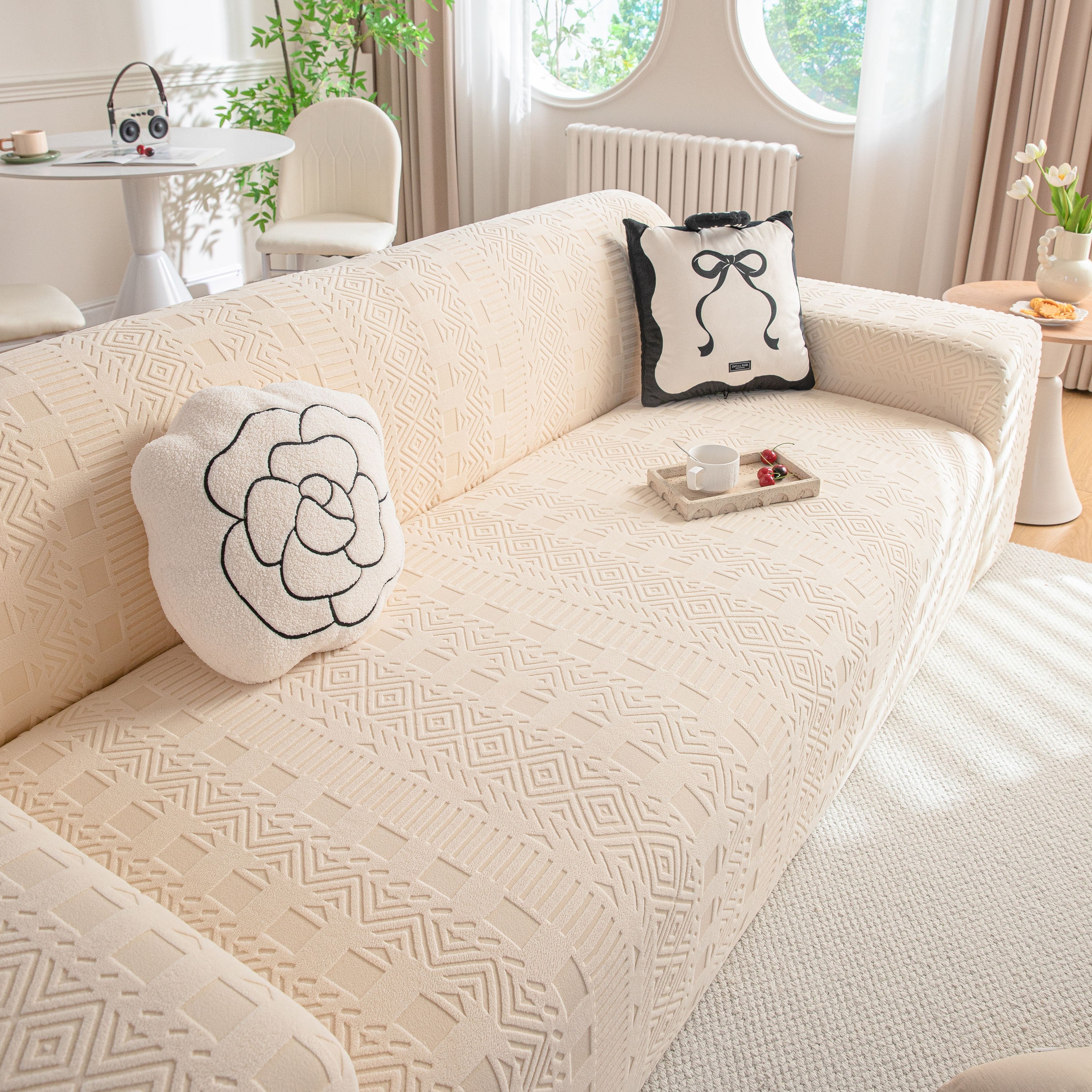High Stretch Embossed Geometric Slipcover for Couch, Cozy Plush Fleece Couch Cover - Image 54