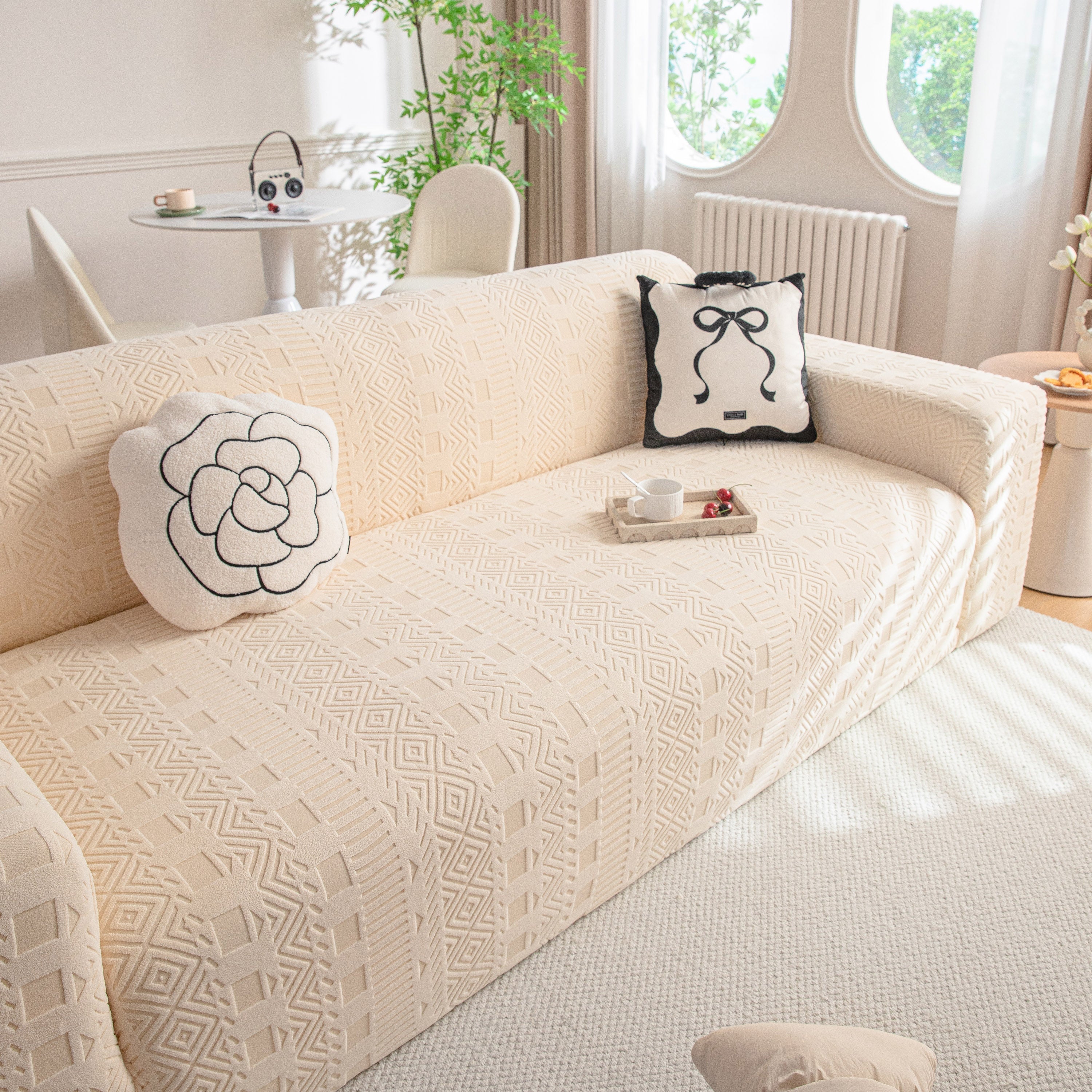 High Stretch Embossed Geometric Slipcover for Couch, Cozy Plush Fleece Couch Cover - Image 55