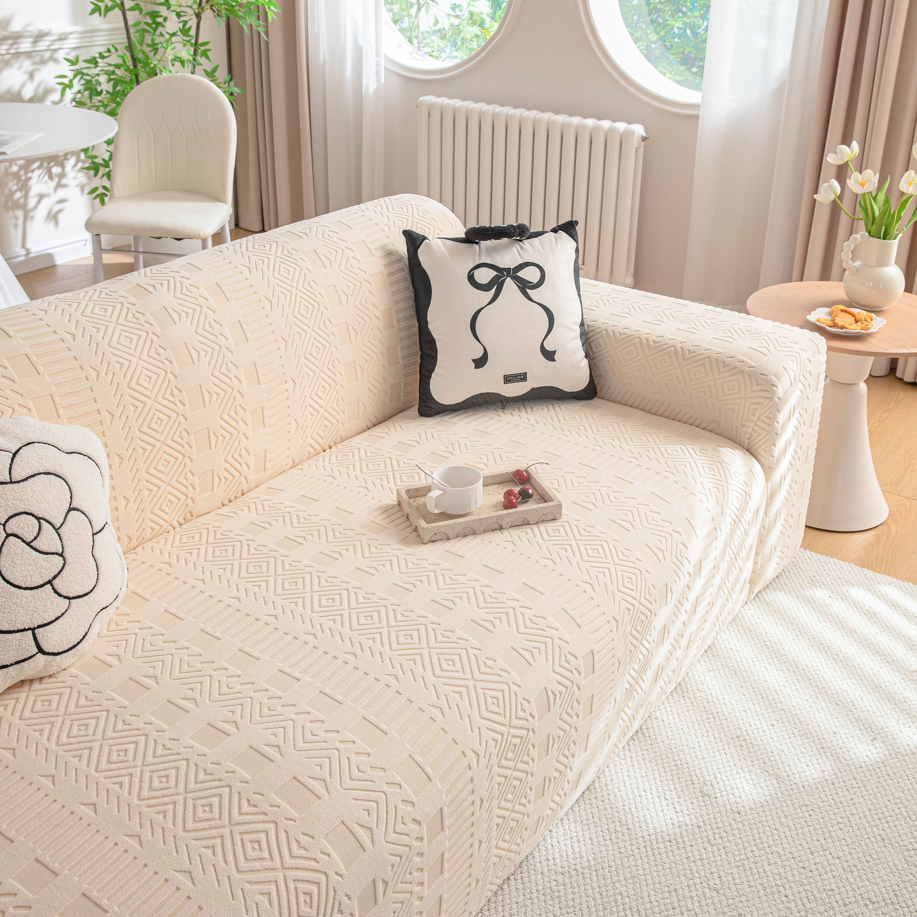 High Stretch Embossed Geometric Slipcover for Couch, Cozy Plush Fleece Couch Cover - Image 66