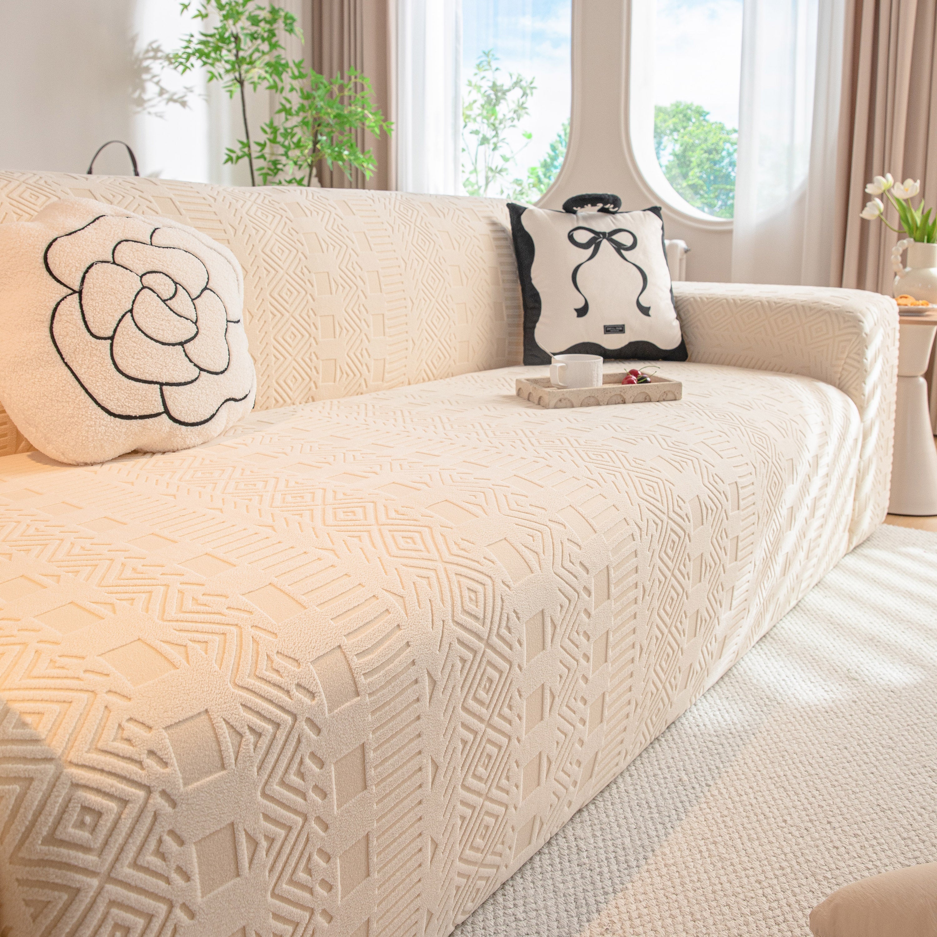 High Stretch Embossed Geometric Slipcover for Couch, Cozy Plush Fleece Couch Cover - Image 69