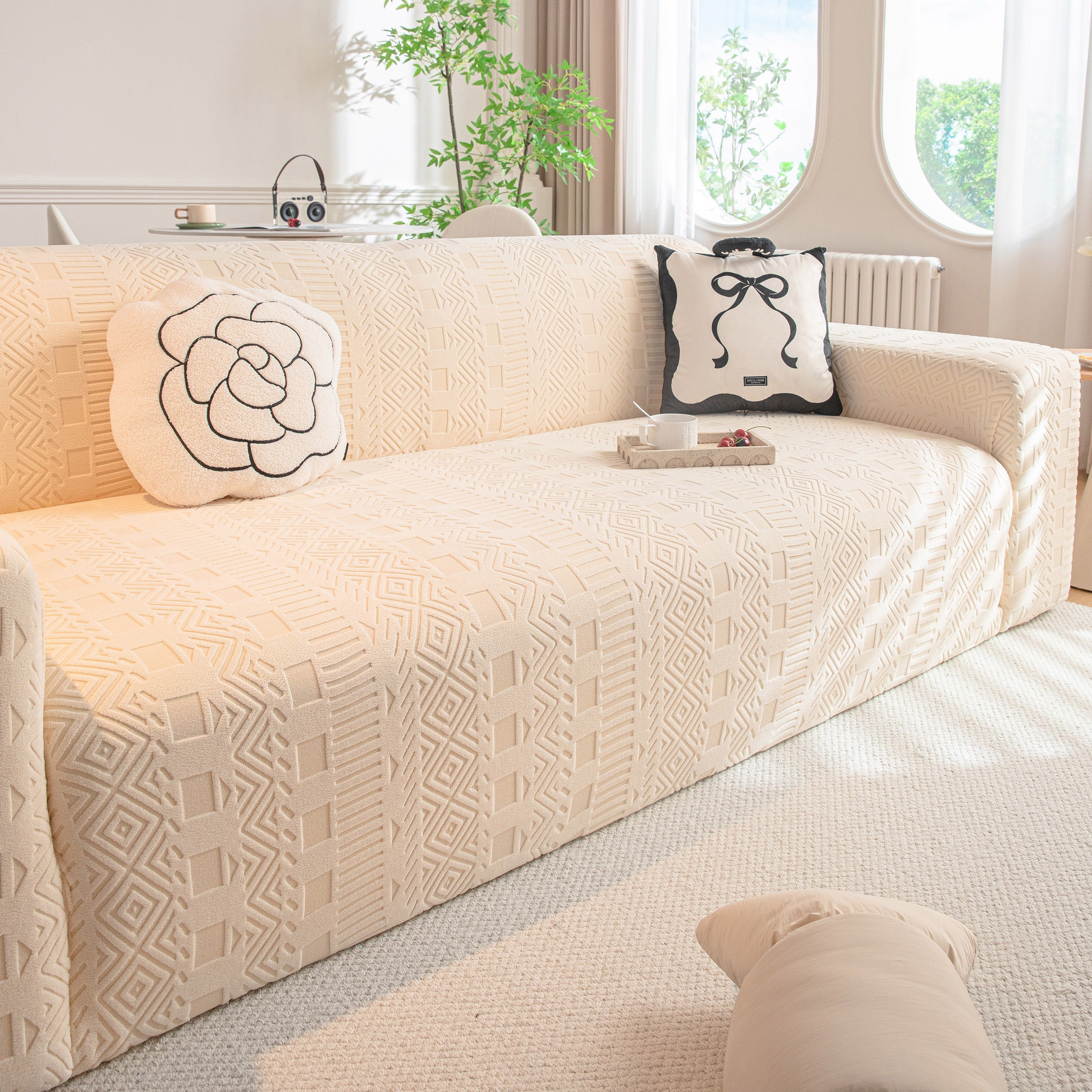 High Stretch Embossed Geometric Slipcover for Couch, Cozy Plush Fleece Couch Cover - Image 70