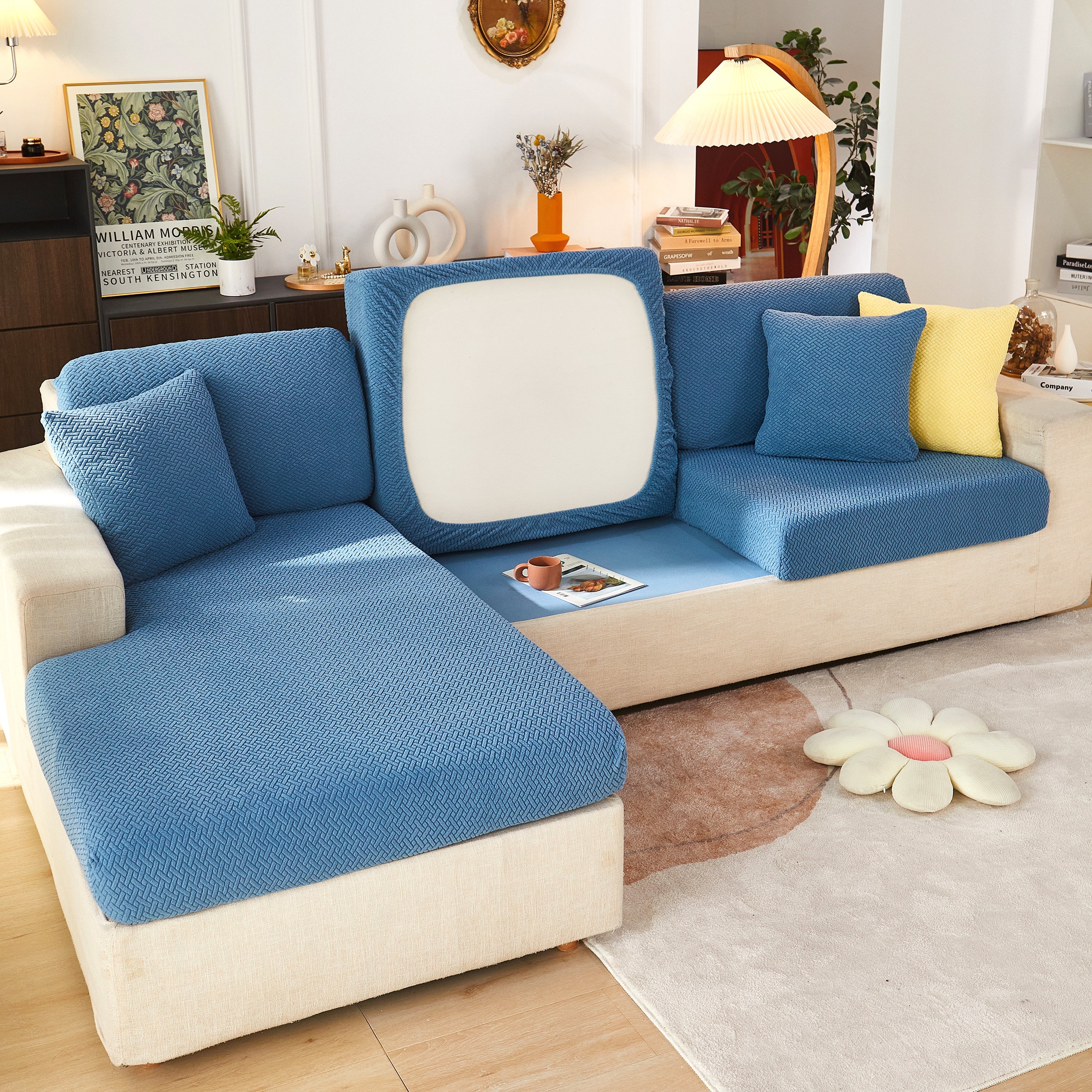 High Stretch Separate Cushion Covers Sofa Slipcover for L-Shaped Sectional Couch - Image 10