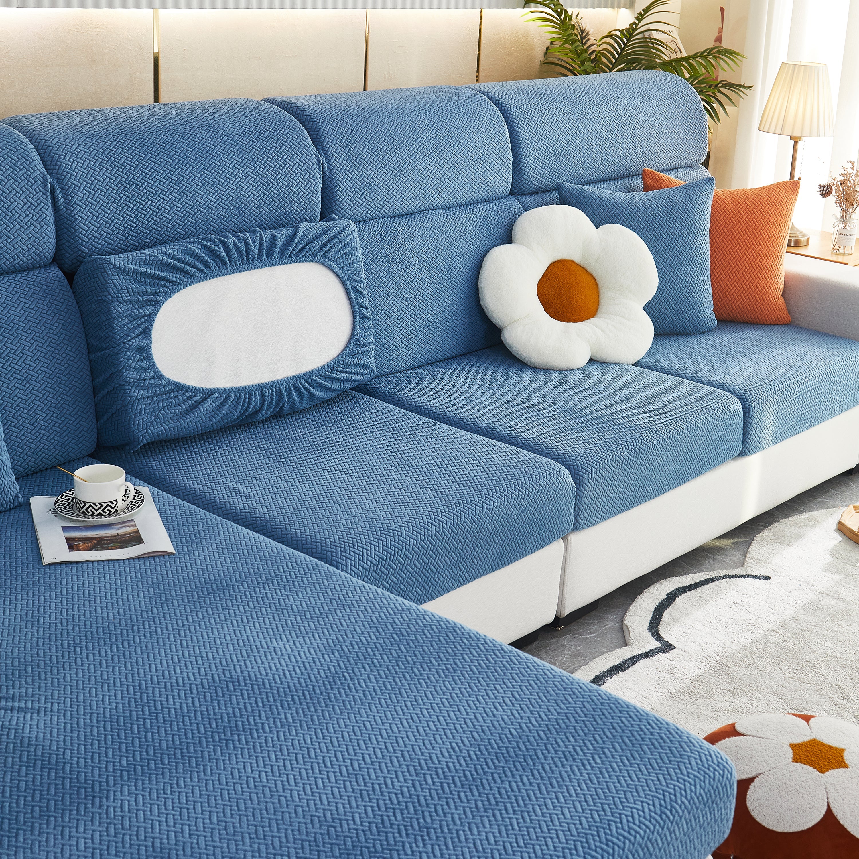 High Stretch Separate Cushion Covers Sofa Slipcover for L-Shaped Sectional Couch - Image 11