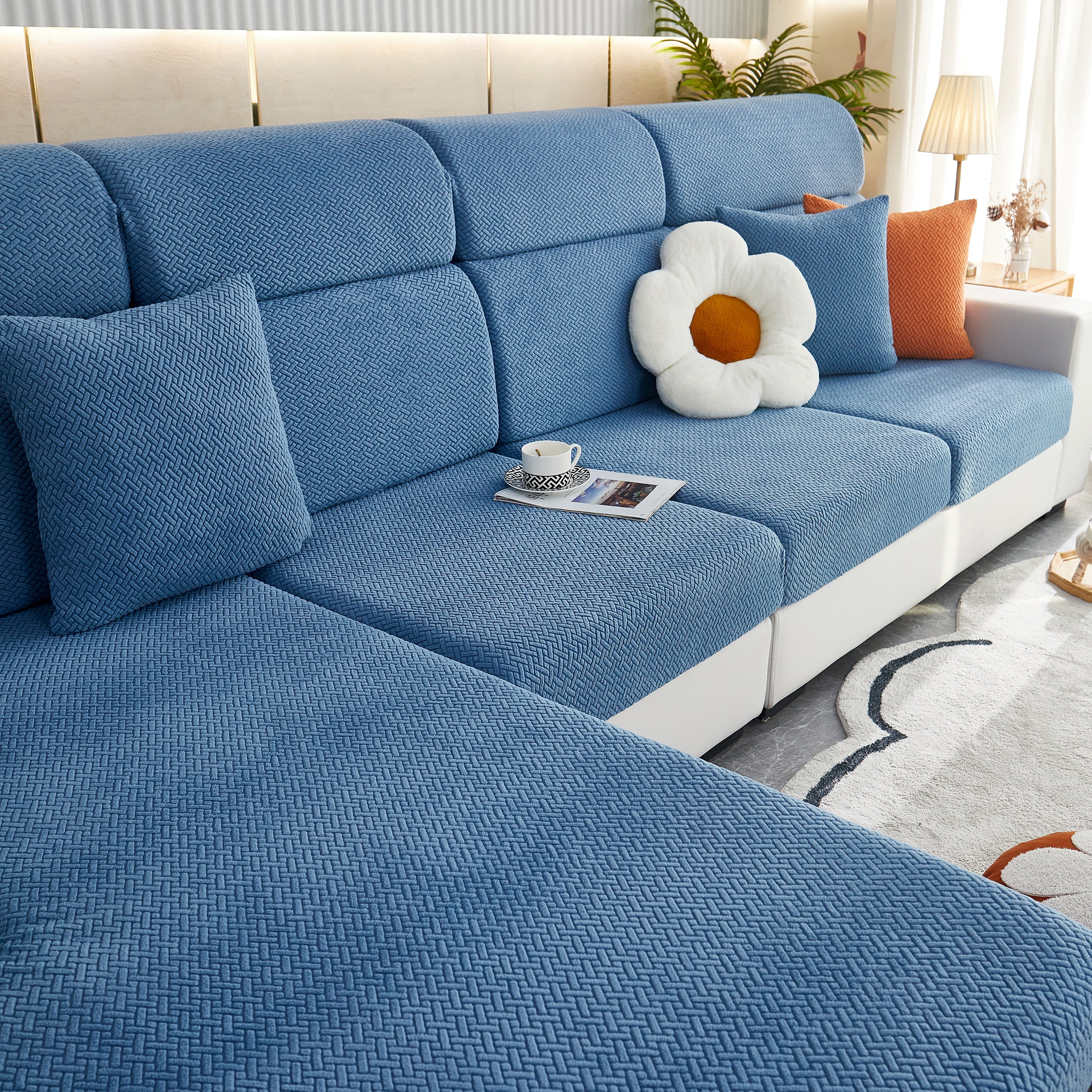 High Stretch Separate Cushion Covers Sofa Slipcover for L-Shaped Sectional Couch - Image 12