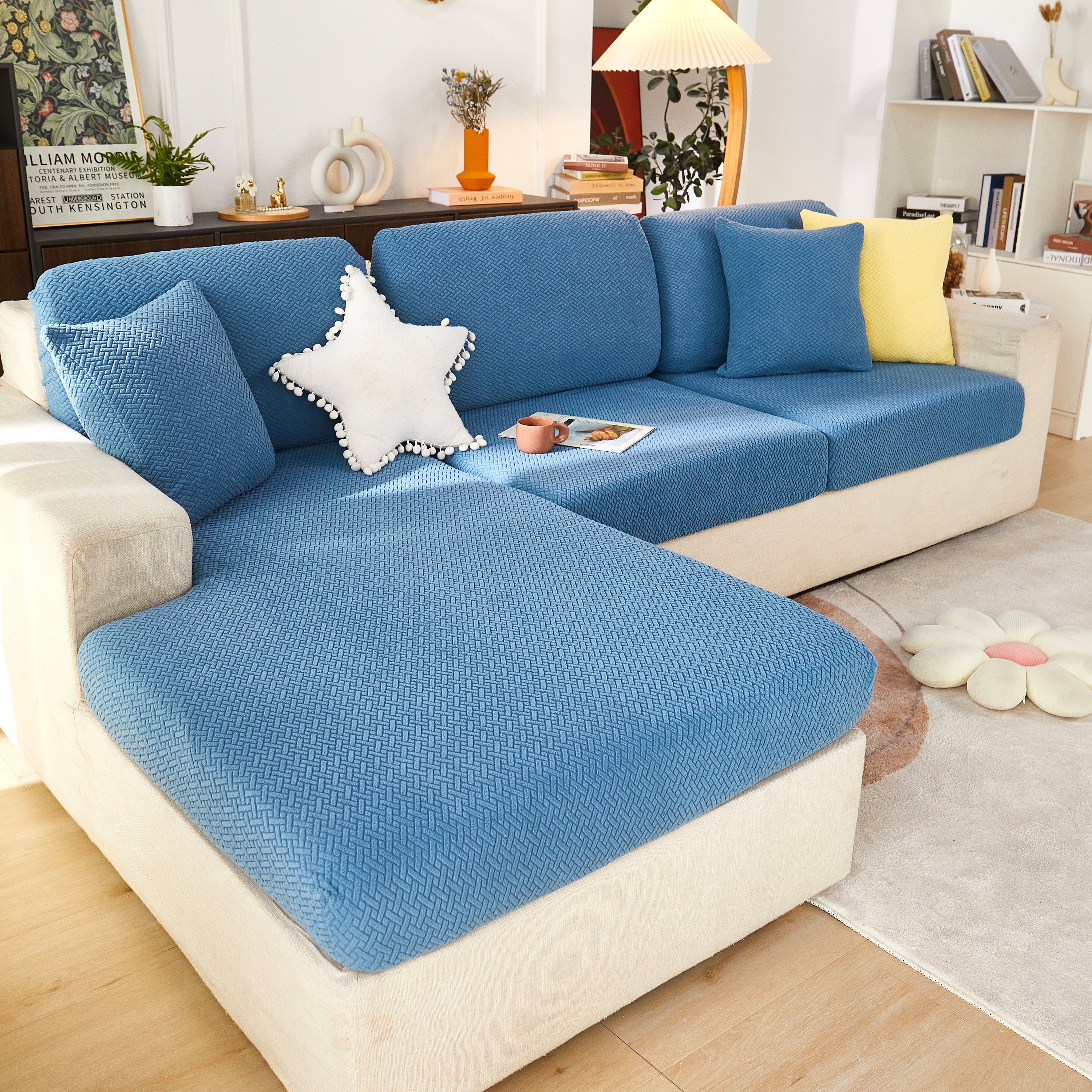 High Stretch Separate Cushion Covers Sofa Slipcover for L-Shaped Sectional Couch - Image 13