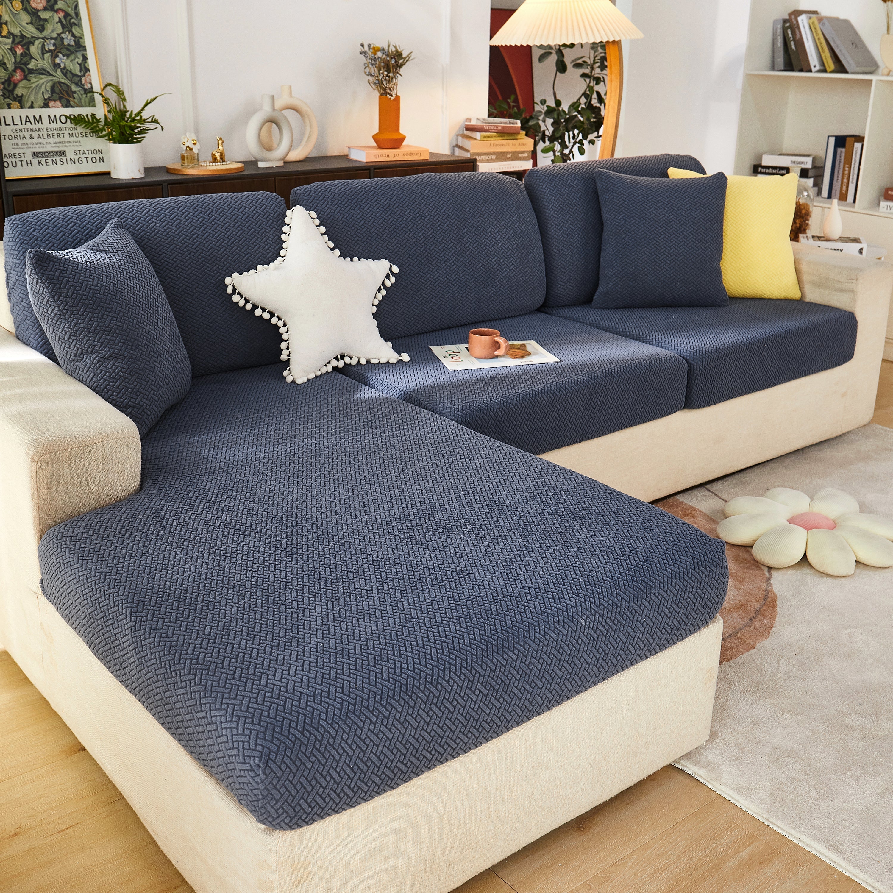 High Stretch Separate Cushion Covers Sofa Slipcover for L-Shaped Sectional Couch - Image 24