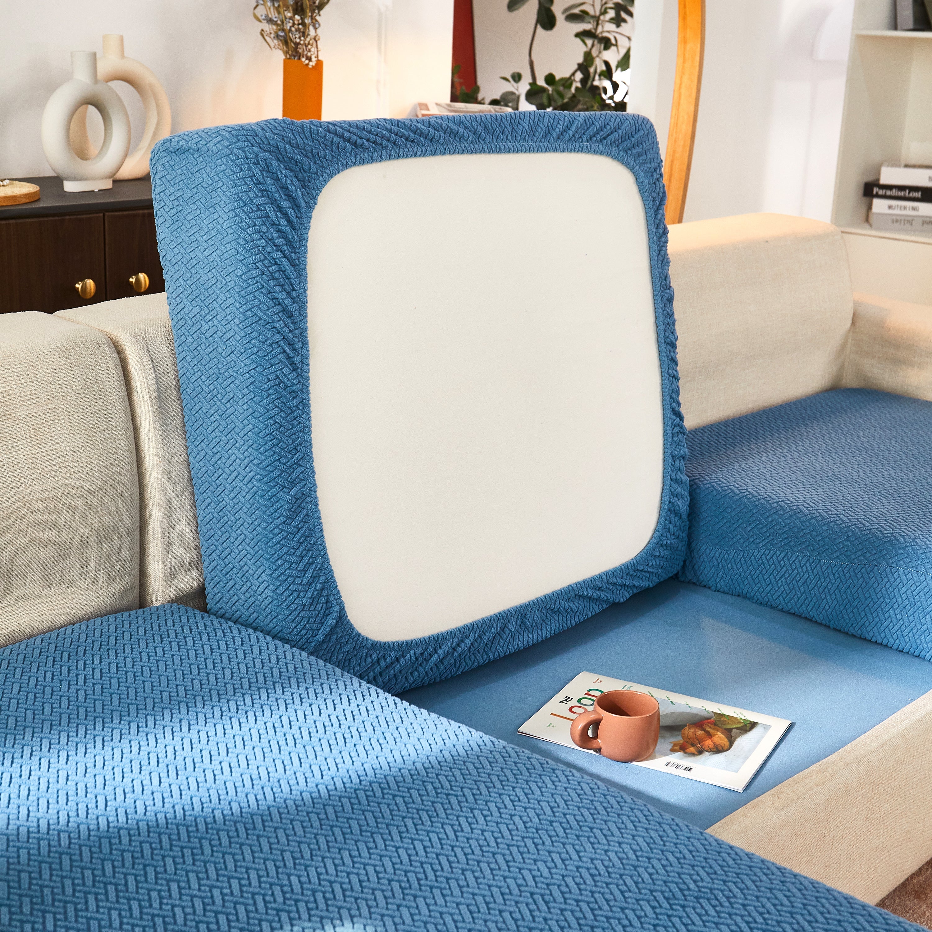 High Stretch Separate Cushion Covers Sofa Slipcover for L-Shaped Sectional Couch - Image 9