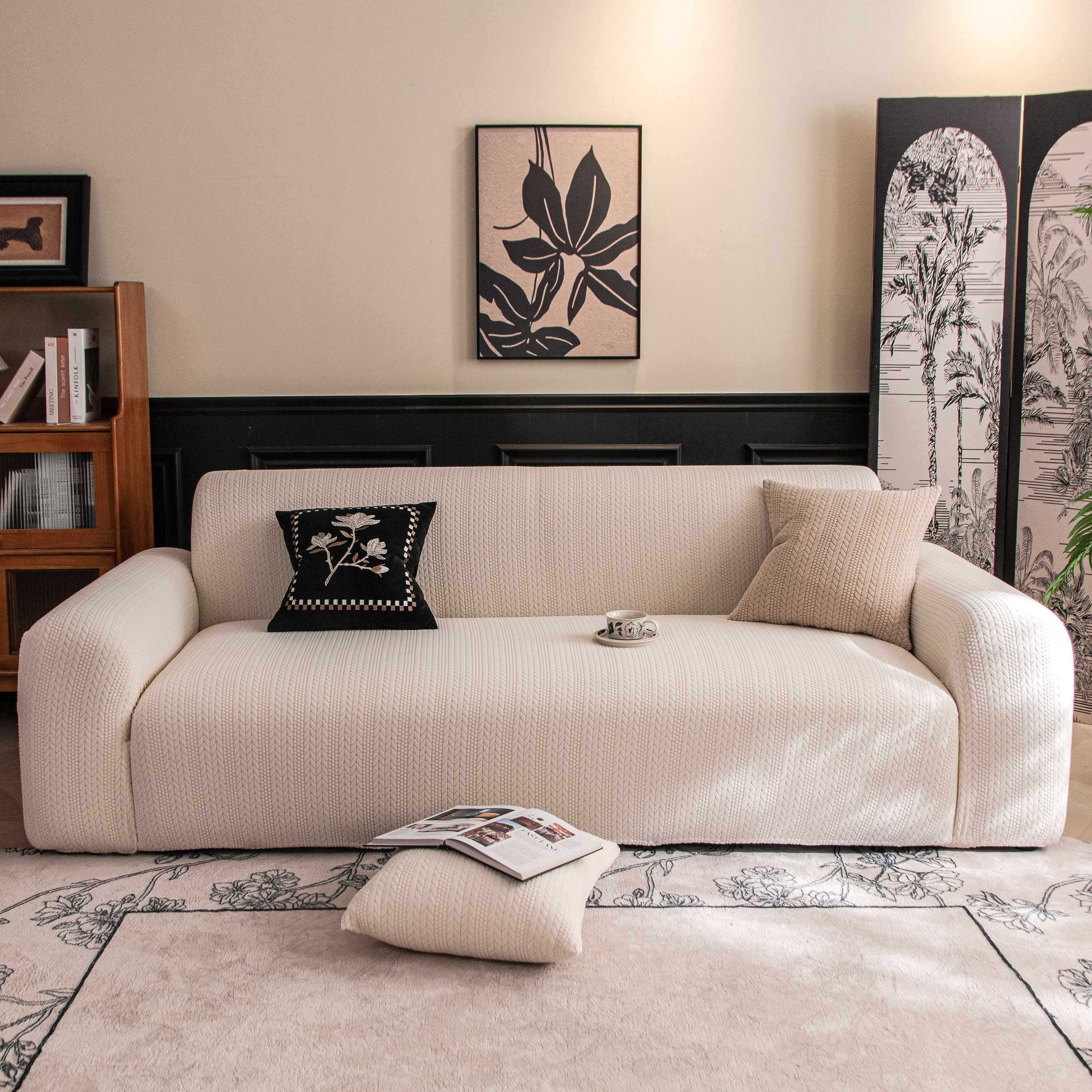 High Stretch Wheat Ear Embossed Textured Couch Slipcover, Water Repellent Sofa Cover - Image 27