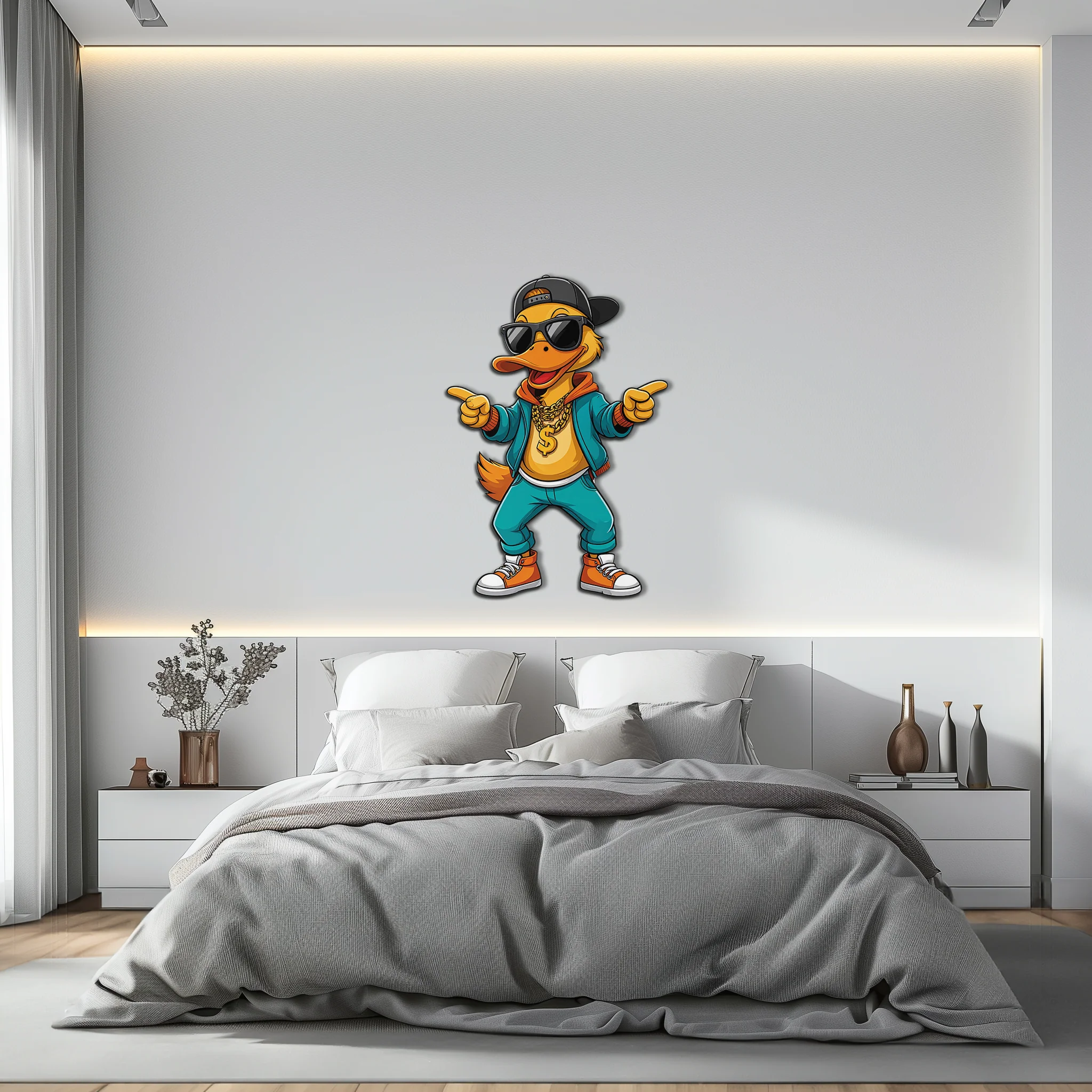 Hip Hop Duck Metal Wall Art – Funny UV Printed Urban Decor-KAFUVM004 - Image 3