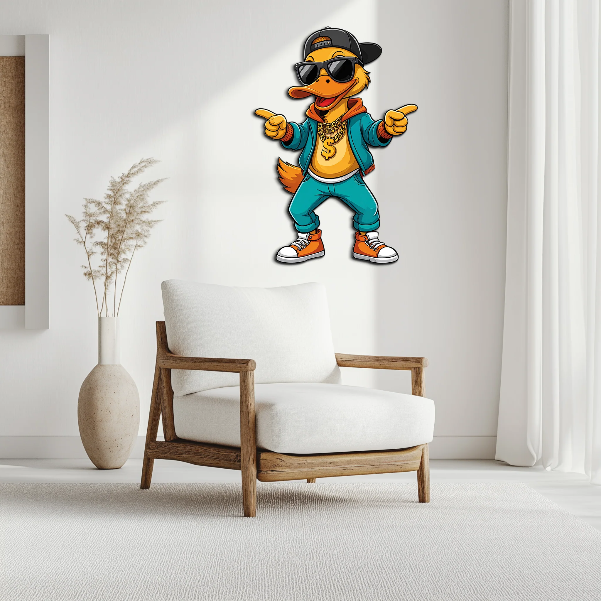 Hip Hop Duck Metal Wall Art – Funny UV Printed Urban Decor-KAFUVM004 - Image 5