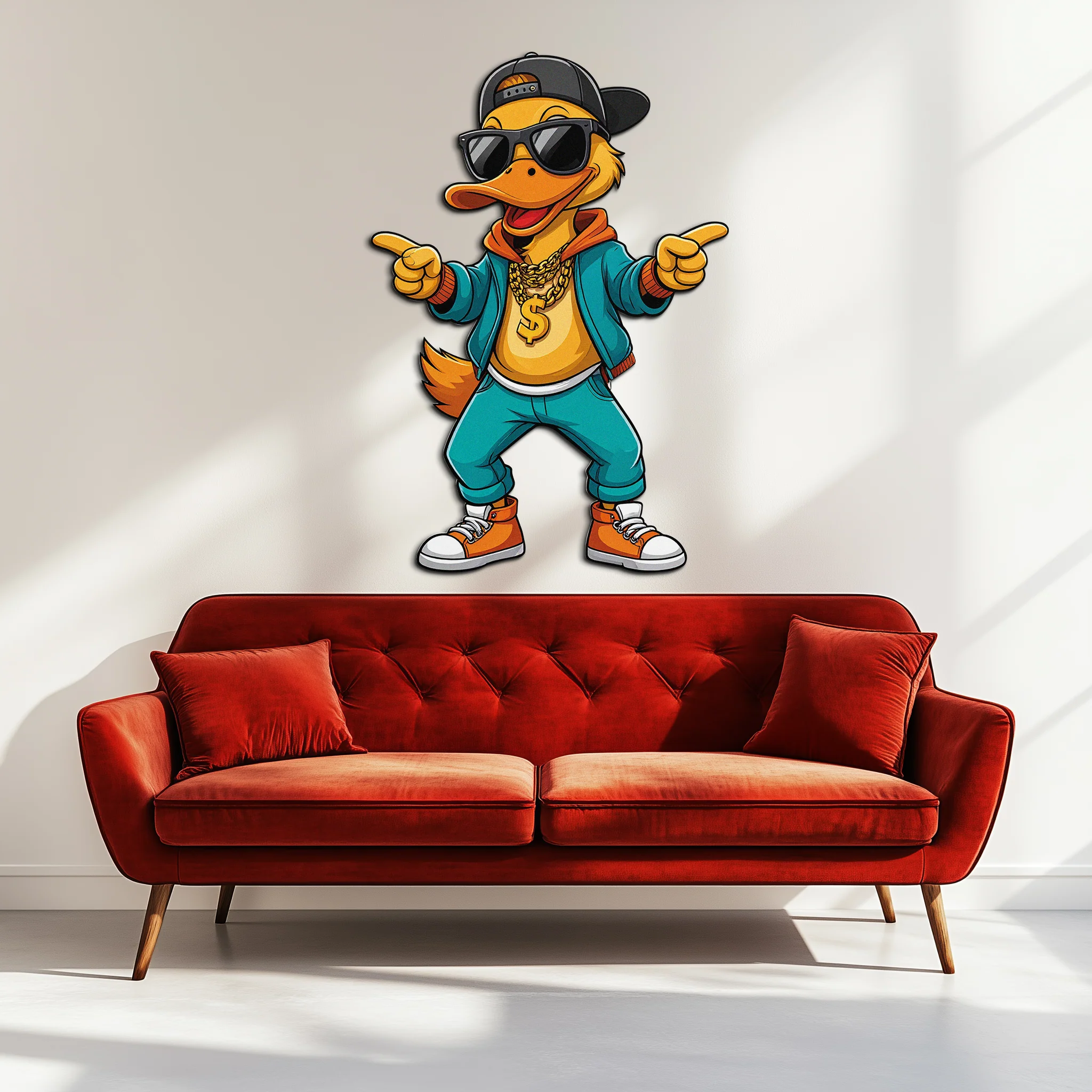 Hip Hop Duck Metal Wall Art – Funny UV Printed Urban Decor-KAFUVM004 - Image 6