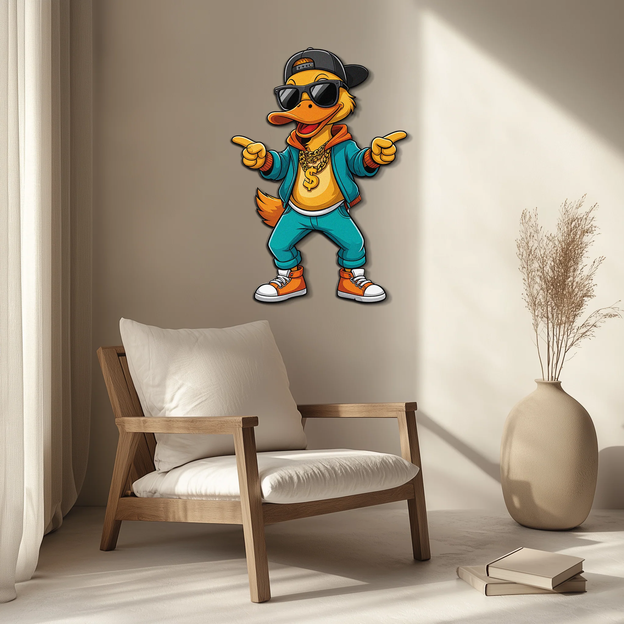 Hip Hop Duck Metal Wall Art – Funny UV Printed Urban Decor-KAFUVM004 - Image 7