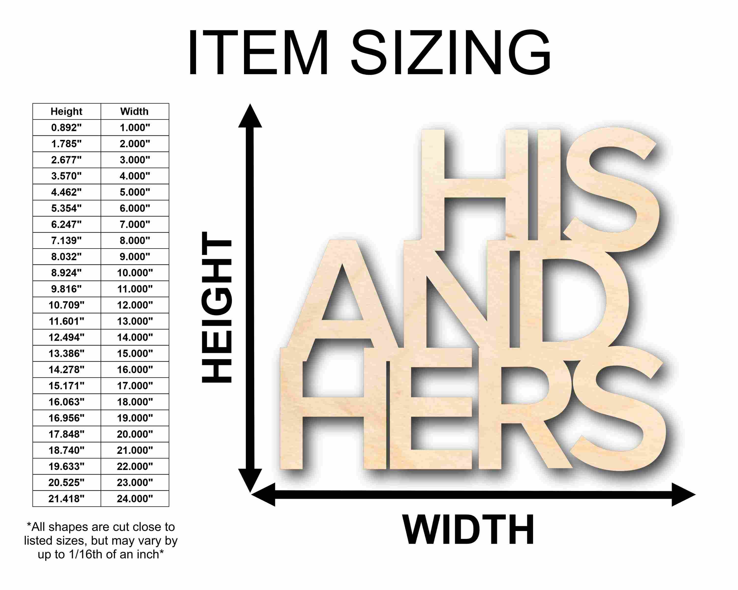 His and Hers Sign Unfinished Wood Cutout Home Decor DIY Wedding - Image 2
