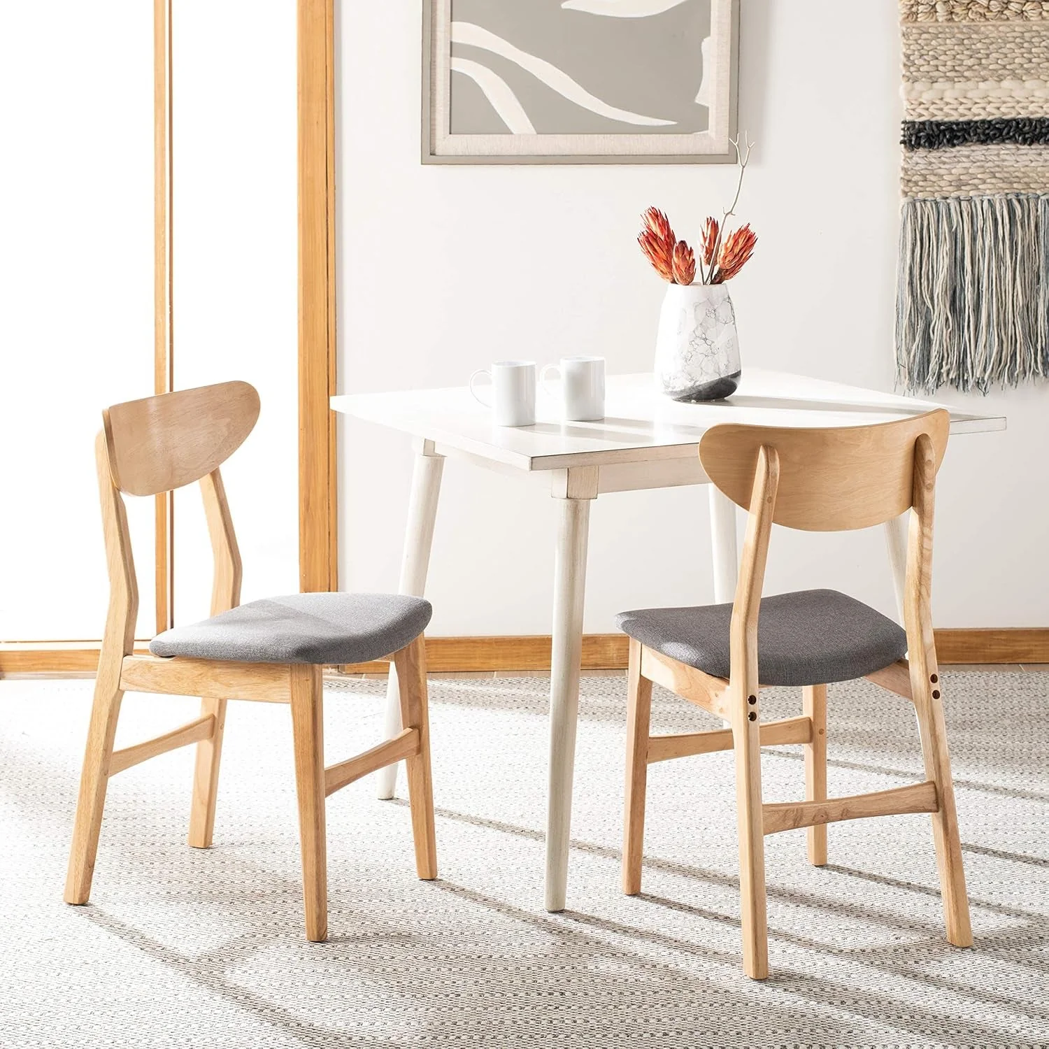 Home Lucca Retro Natural and Grey Cushion Dining Chair, Set of 2 - Image 3