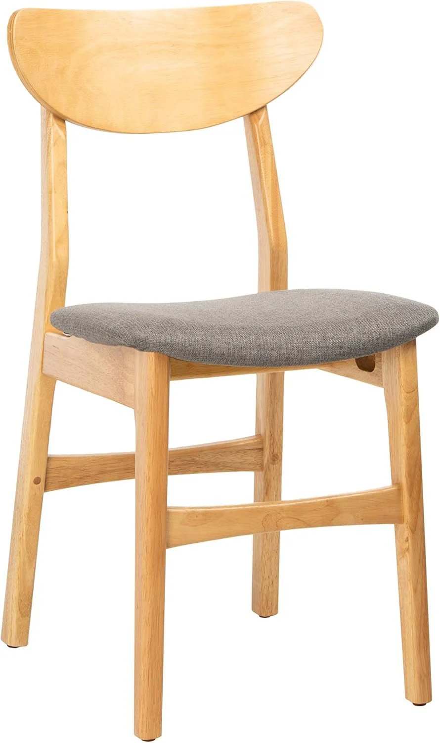 Home Lucca Retro Natural and Grey Cushion Dining Chair, Set of 2 - Image 4