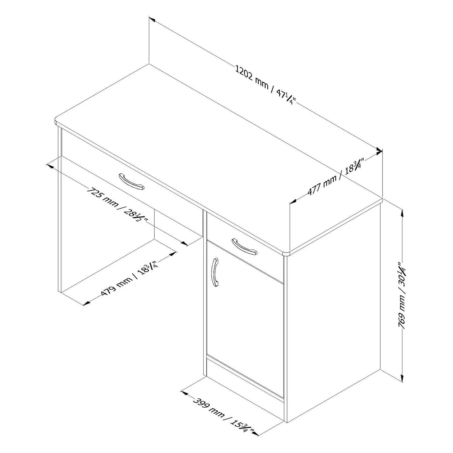 Home Office Work Desk in Black Finish - Image 3