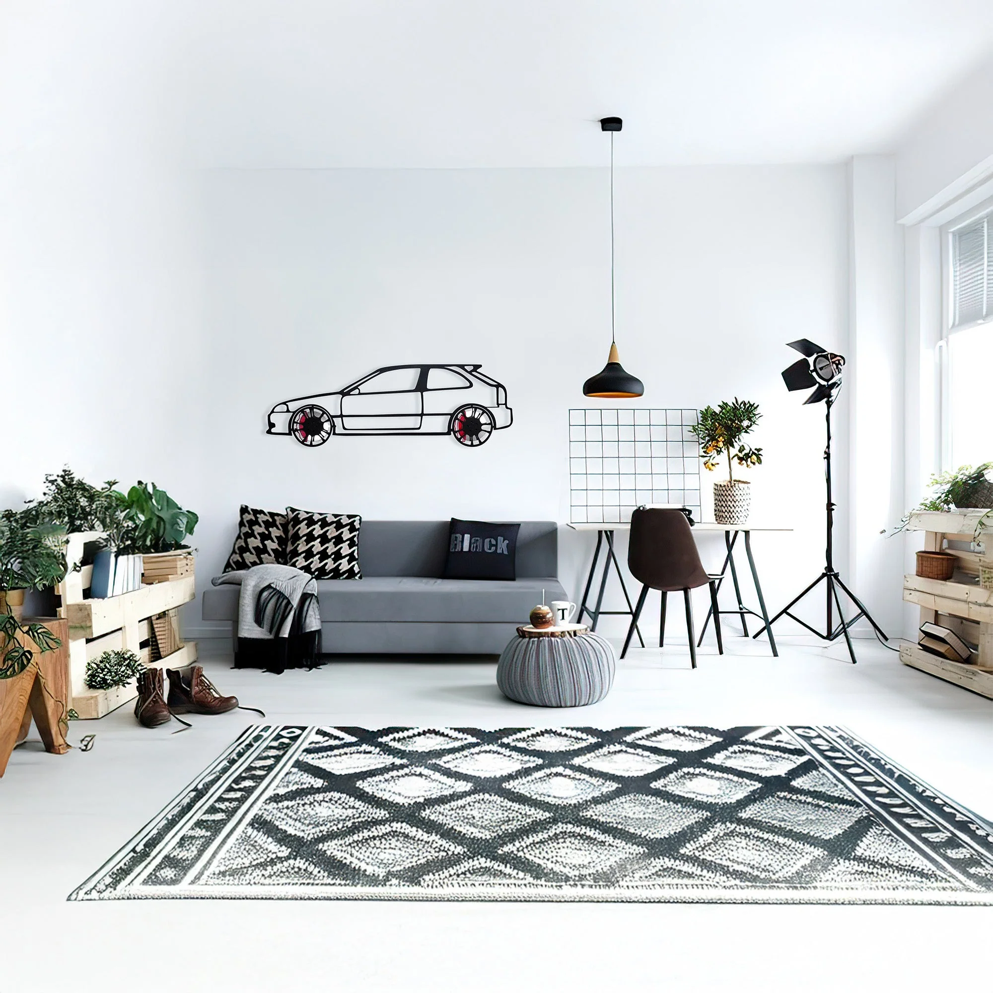 Honda Civic Wall Art – JDM Steel Silhouette with Spinning Wheels-KAFMEKA028 - Image 10