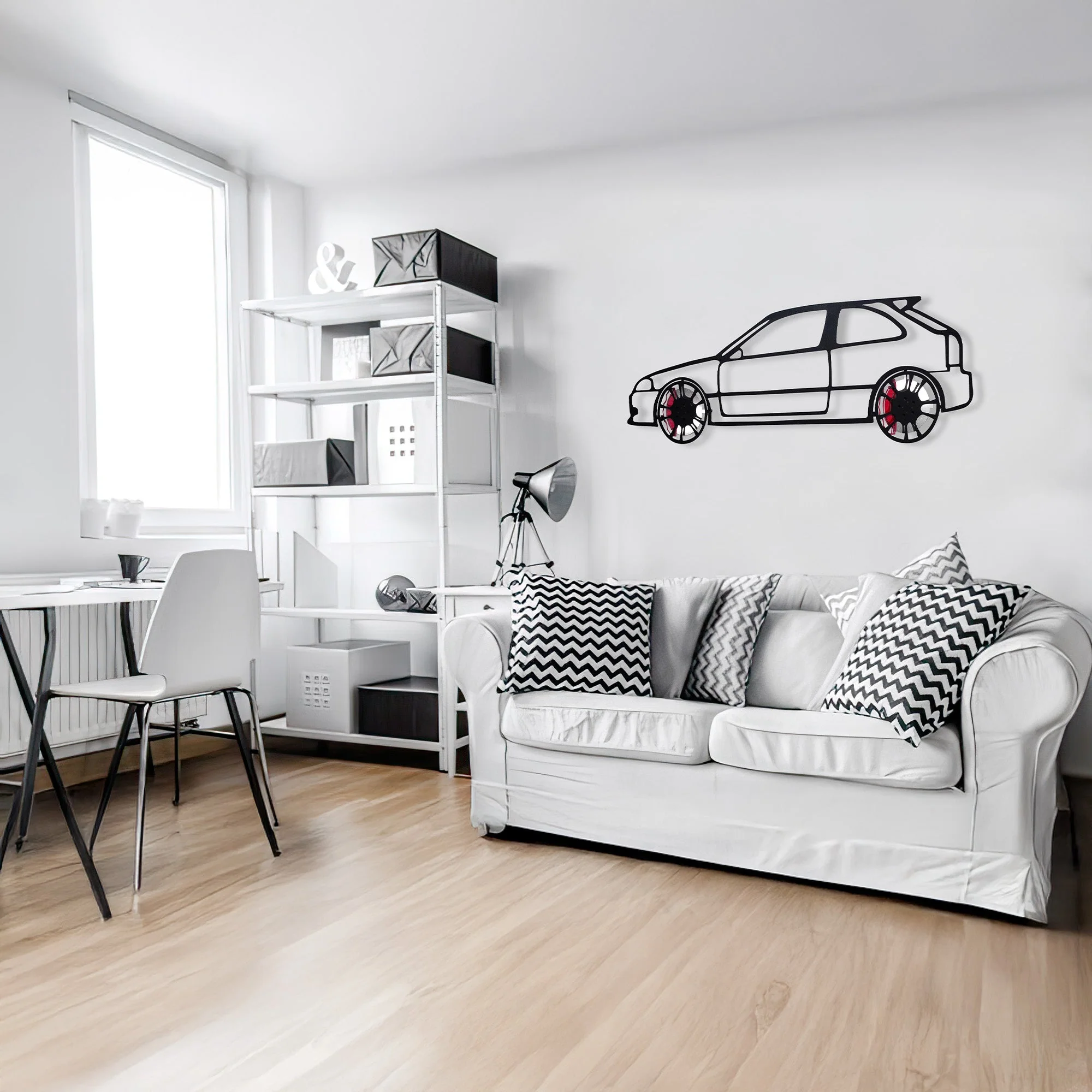 Honda Civic Wall Art – JDM Steel Silhouette with Spinning Wheels-KAFMEKA028 - Image 11