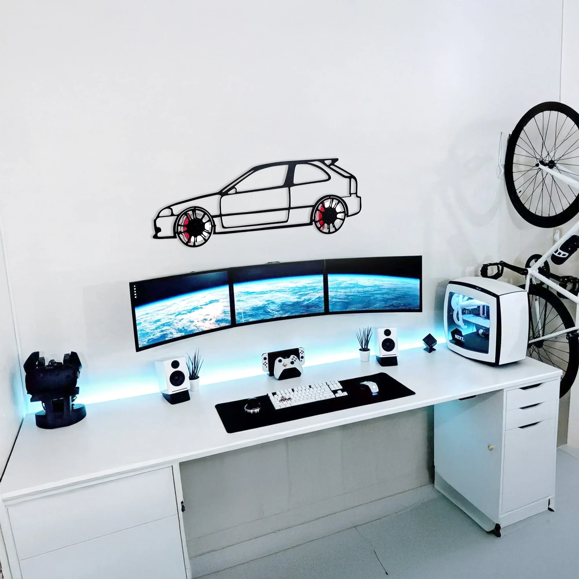 Honda Civic Wall Art – JDM Steel Silhouette with Spinning Wheels-KAFMEKA028 - Image 7