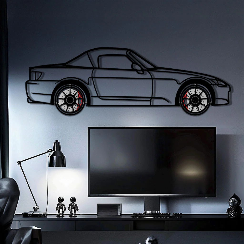 Honda S2000 Metal Car Wall Art with Rotating Wheels - JDM Roadster Silhouette - Interactive Automotive Wall Decor - KAFMEKA143 - Image 10