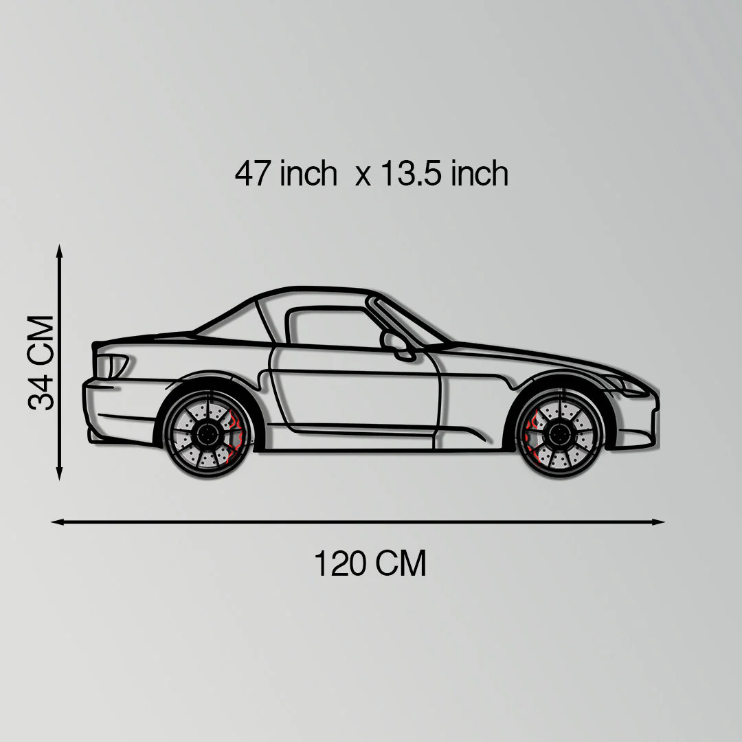 Honda S2000 Metal Car Wall Art with Rotating Wheels - JDM Roadster Silhouette - Interactive Automotive Wall Decor - KAFMEKA143 - Image 11