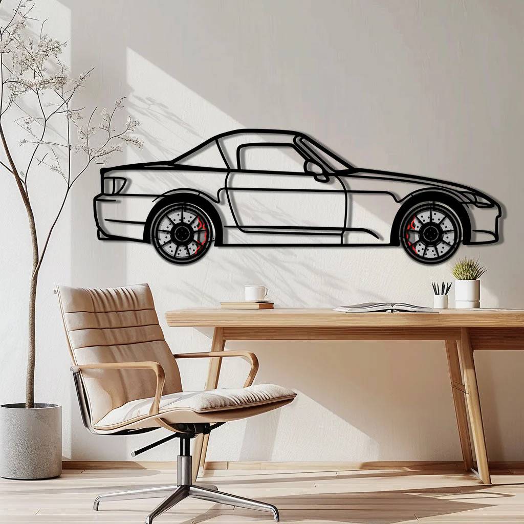 Honda S2000 Metal Car Wall Art with Rotating Wheels - JDM Roadster Silhouette - Interactive Automotive Wall Decor - KAFMEKA143 - Image 2