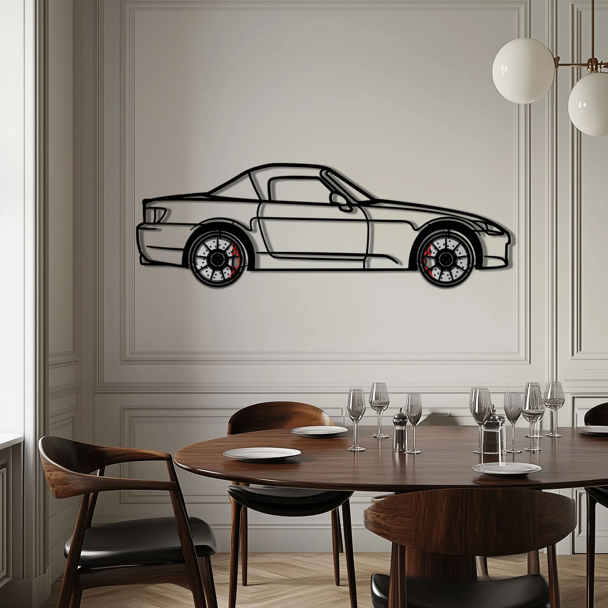 Honda S2000 Metal Car Wall Art with Rotating Wheels - JDM Roadster Silhouette - Interactive Automotive Wall Decor - KAFMEKA143 - Image 3