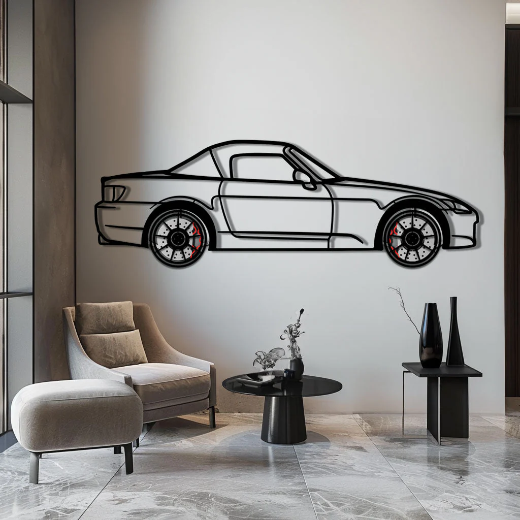 Honda S2000 Metal Car Wall Art with Rotating Wheels - JDM Roadster Silhouette - Interactive Automotive Wall Decor - KAFMEKA143 - Image 4