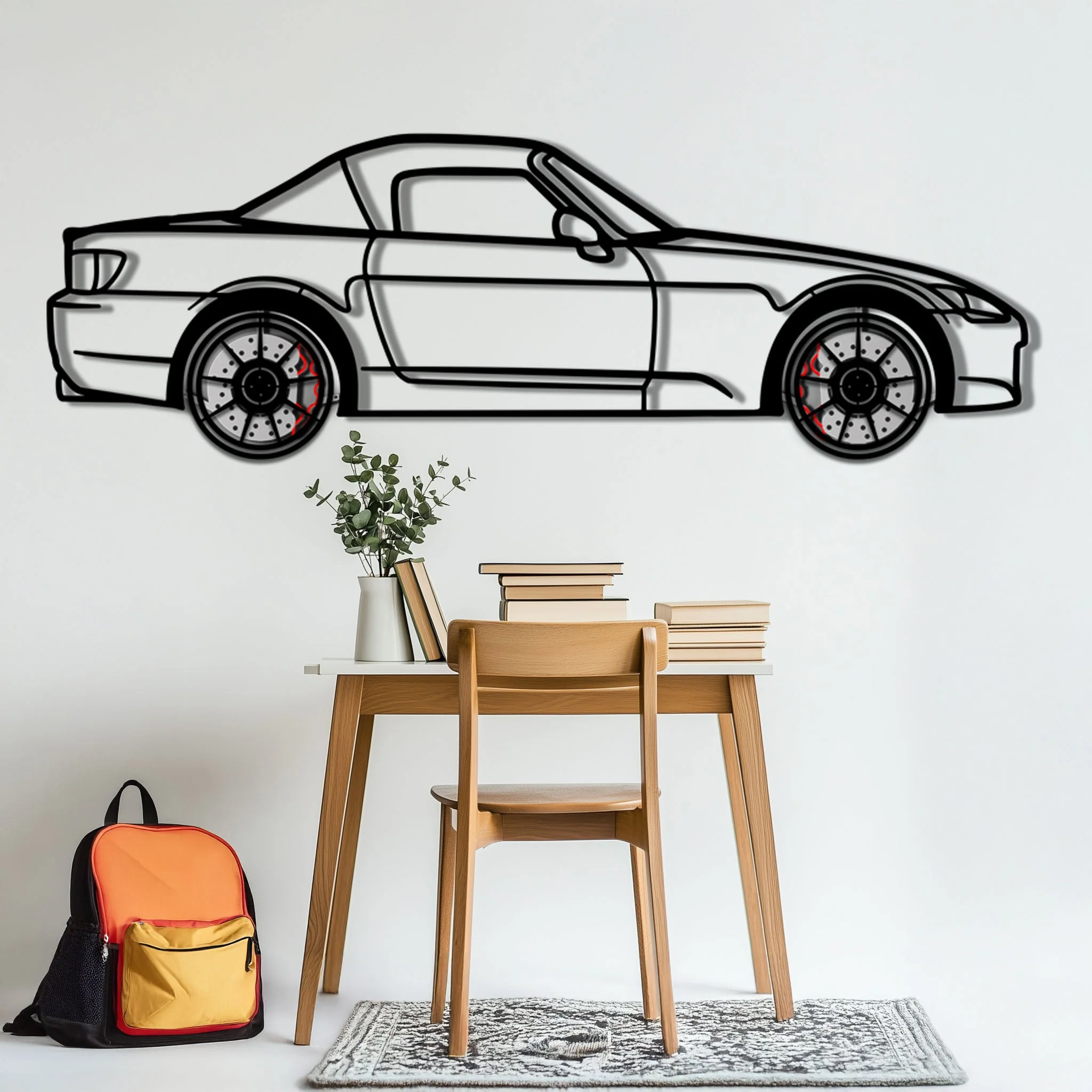 Honda S2000 Metal Car Wall Art with Rotating Wheels - JDM Roadster Silhouette - Interactive Automotive Wall Decor - KAFMEKA143 - Image 5