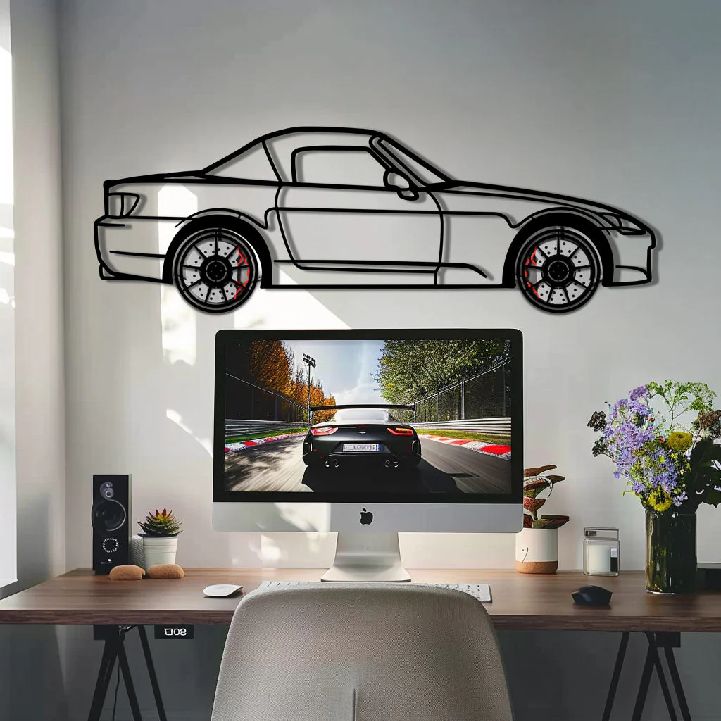 Honda S2000 Metal Car Wall Art with Rotating Wheels - JDM Roadster Silhouette - Interactive Automotive Wall Decor - KAFMEKA143 - Image 8