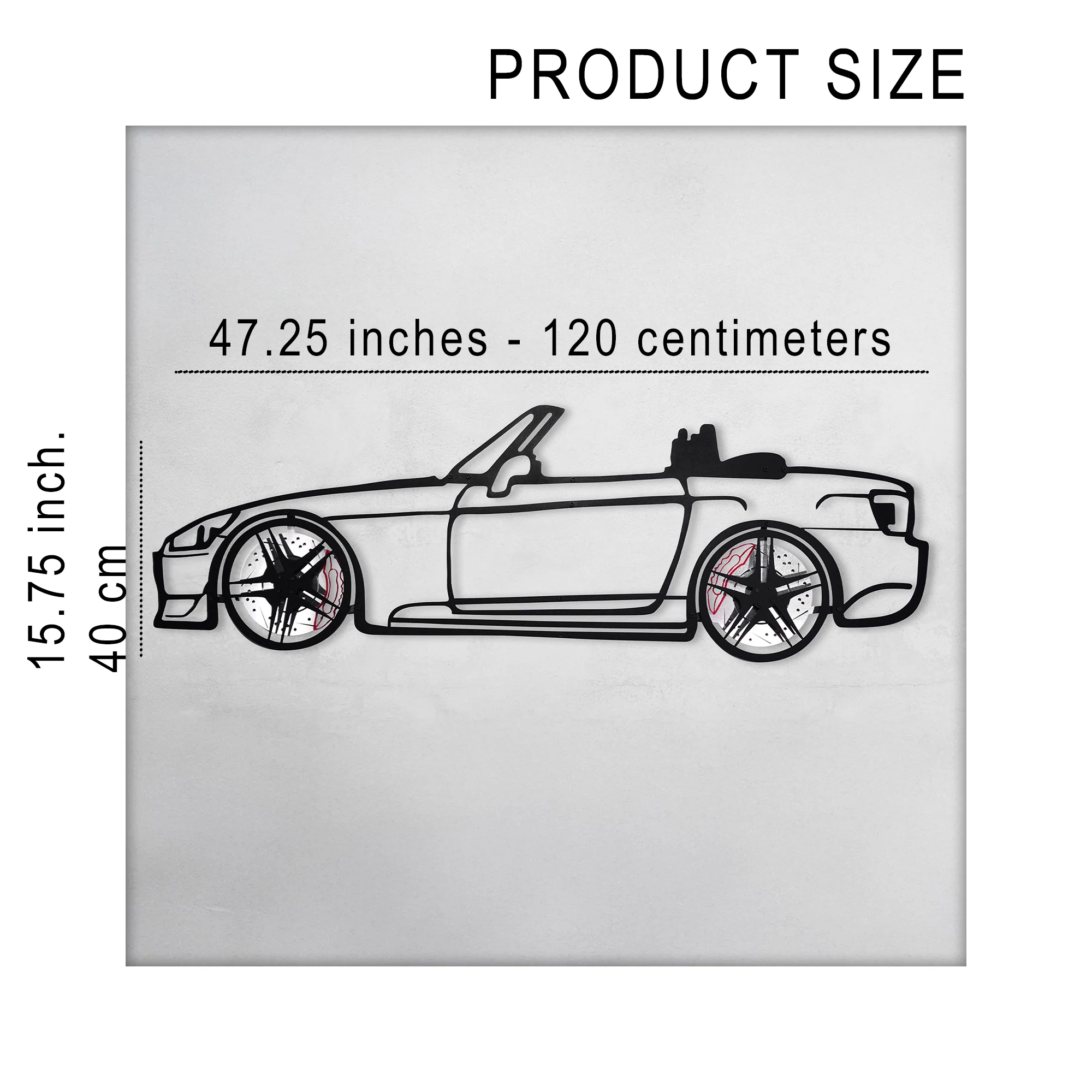 Honda S2000 Wall Art – JDM Steel Silhouette with Spinning Wheels-KAFMEKA029 - Image 12