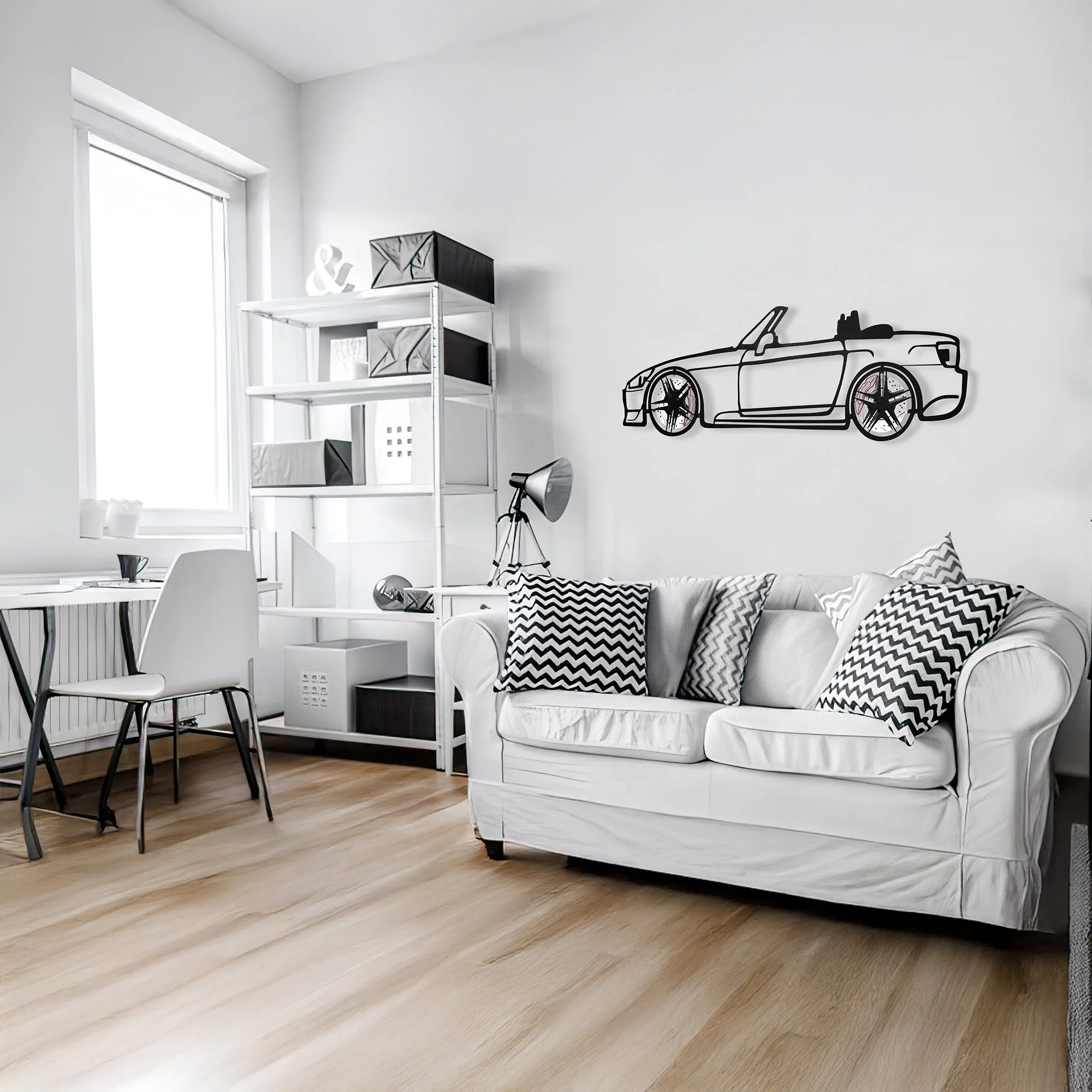 Honda S2000 Wall Art – JDM Steel Silhouette with Spinning Wheels-KAFMEKA029 - Image 4