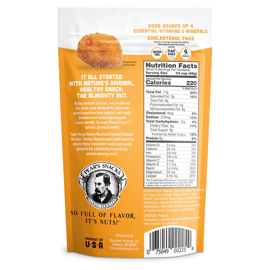 Honey Roasted Chipotle Flavored Peanuts | Pack of 6 | 6 oz | Gluten Free | Brenmar - Image 3