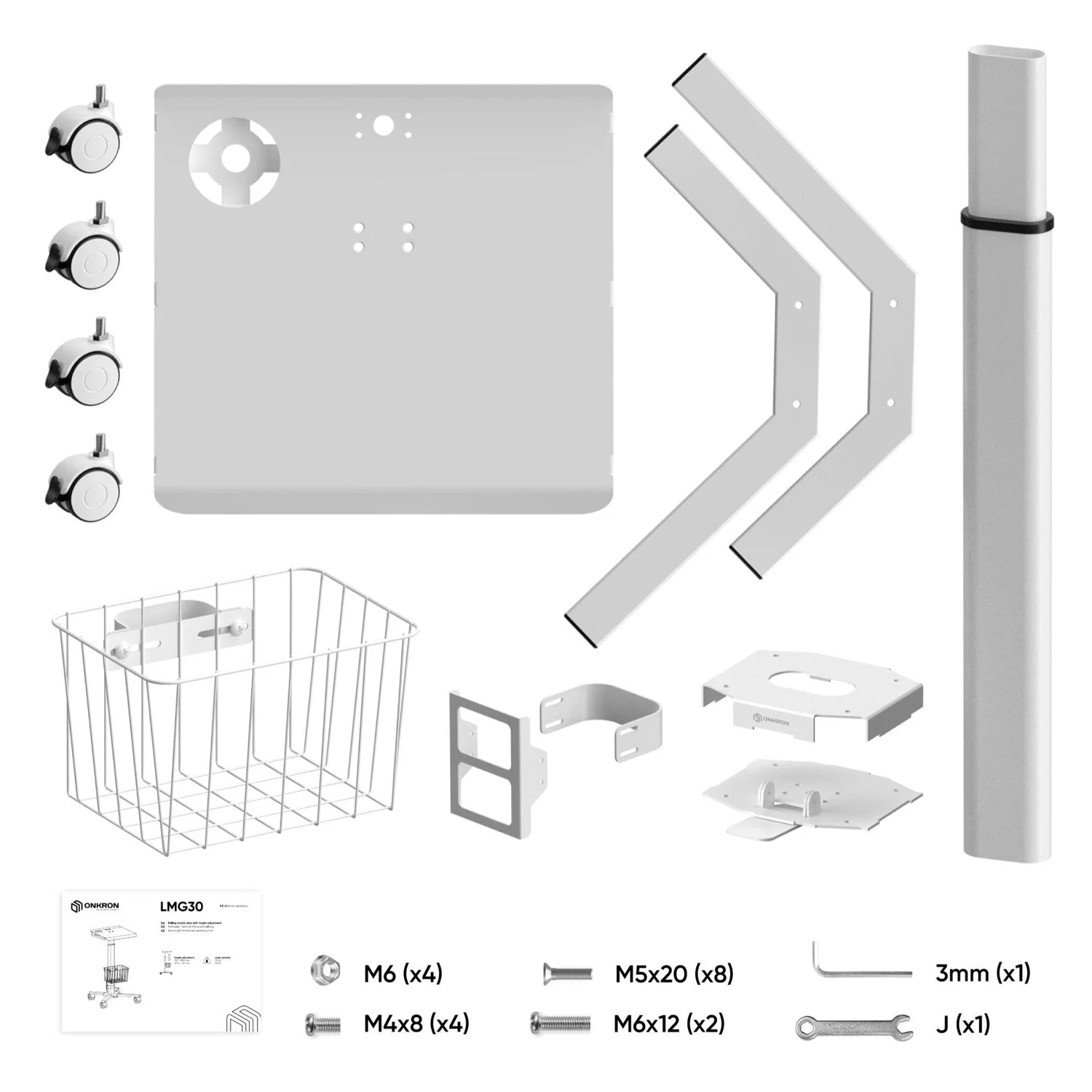 Hospital Style White Mobile Stand-Up Computer Desk Portable Workstation - Image 5