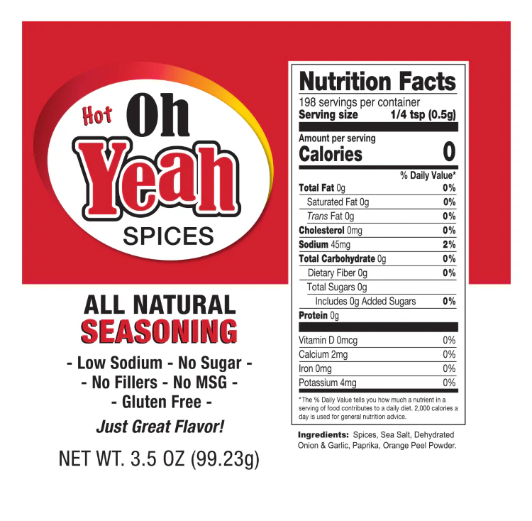 Hot All Natural Spice | Pack of 2 | 3.5 oz | Gluten Free | Oh Yeah Spices - Image 4