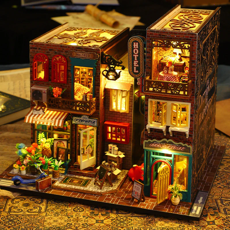 Hotel Scarborough Dollhouse Kit - Miniature Wizardi Roombox Kit with LED Light F07M51-73-ES009-A - Image 2