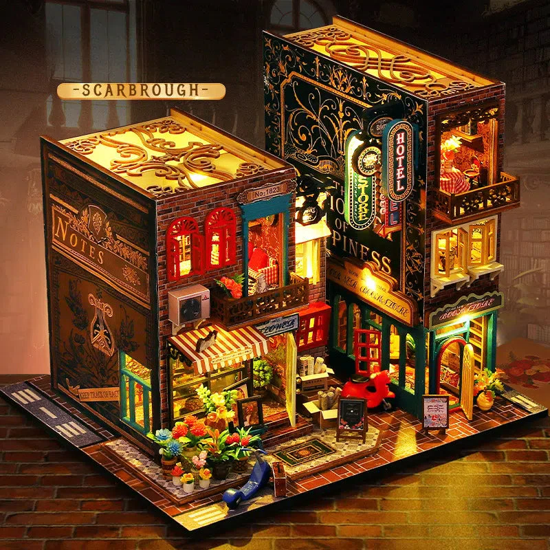 Hotel Scarborough Dollhouse Kit - Miniature Wizardi Roombox Kit with LED Light F07M51-73-ES009-A - Image 3