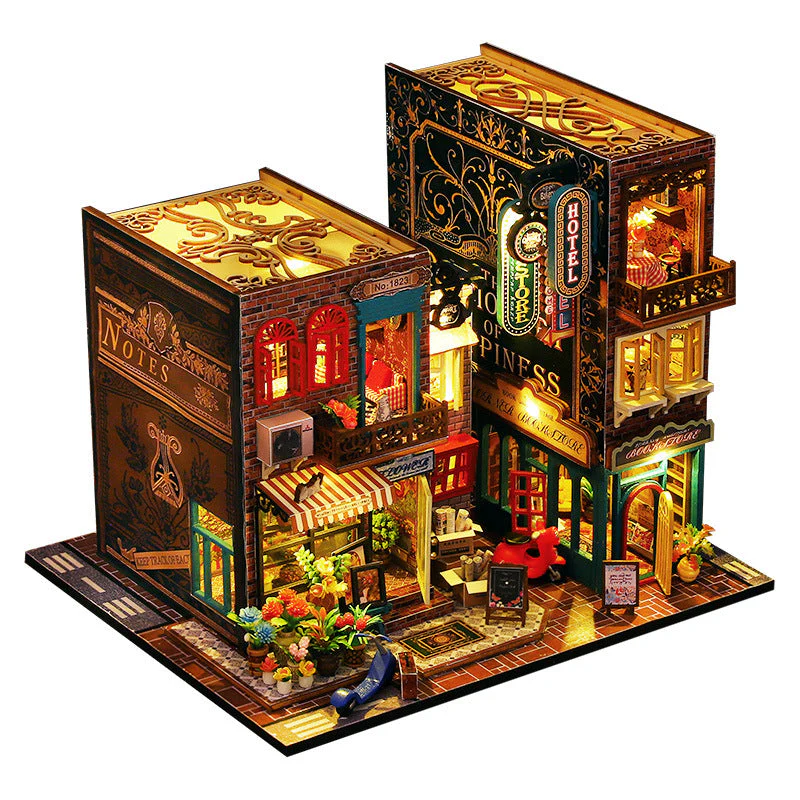 Hotel Scarborough Dollhouse Kit - Miniature Wizardi Roombox Kit with LED Light F07M51-73-ES009-A - Image 5
