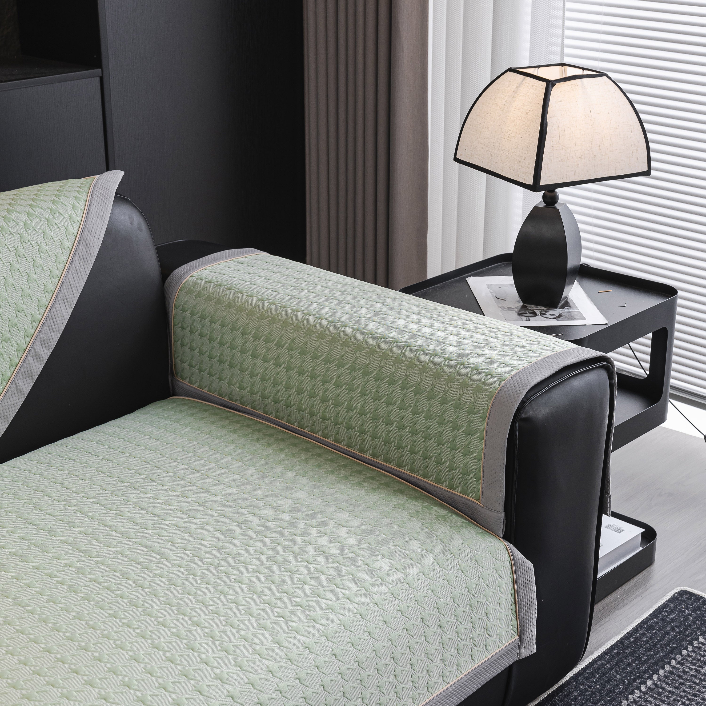 Houndstooth Ice Silk Breathable Sofa Cover, Modern Non-Slip Summer Couch Protector - Image 10