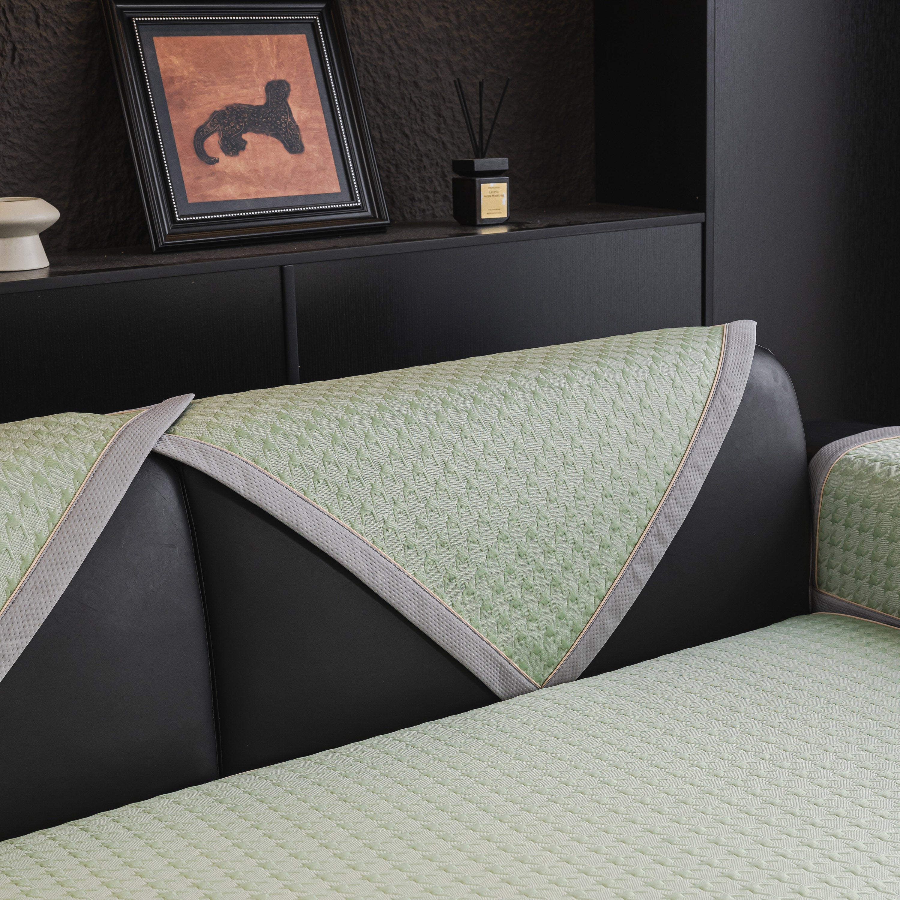 Houndstooth Ice Silk Breathable Sofa Cover, Modern Non-Slip Summer Couch Protector - Image 11