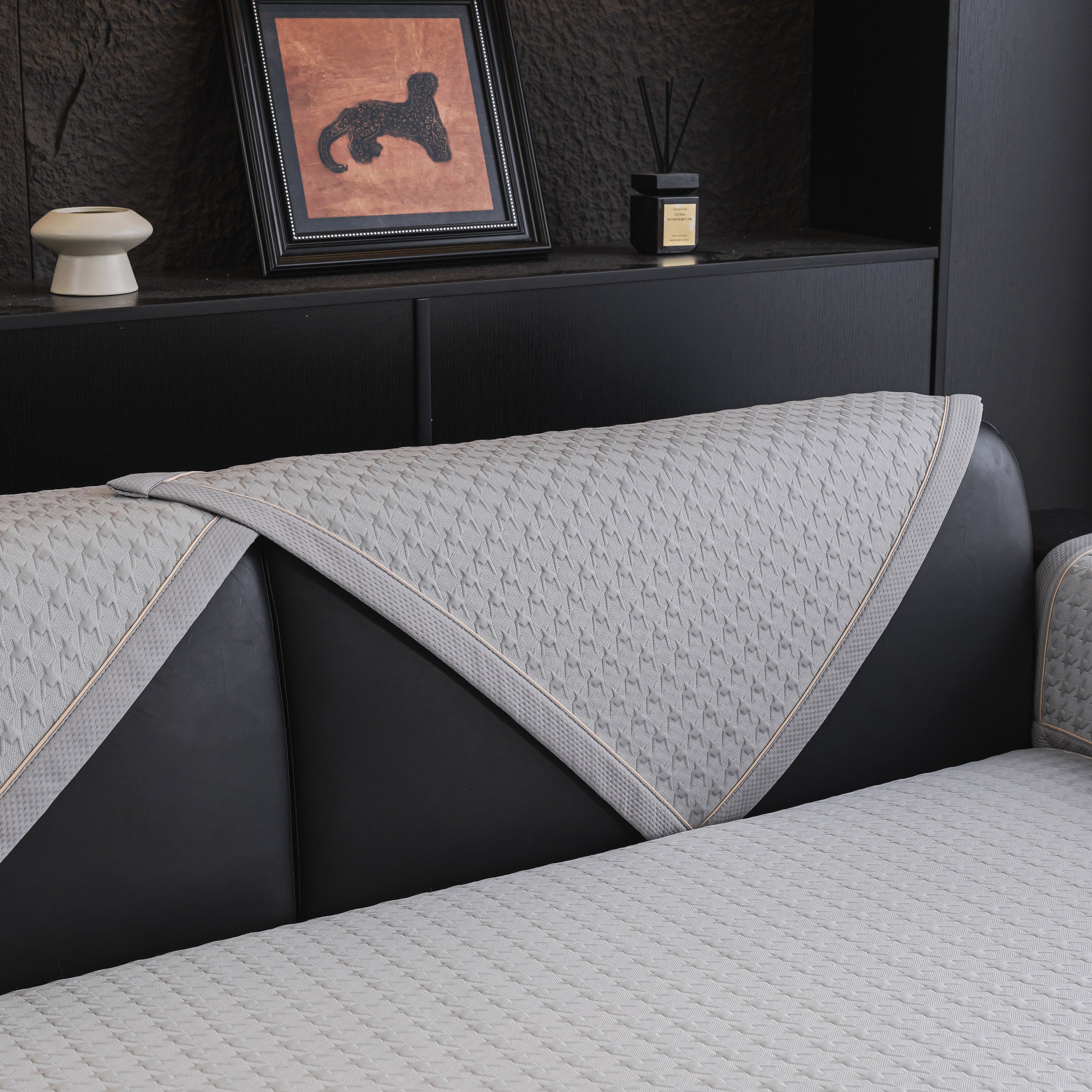 Houndstooth Ice Silk Breathable Sofa Cover, Modern Non-Slip Summer Couch Protector - Image 38