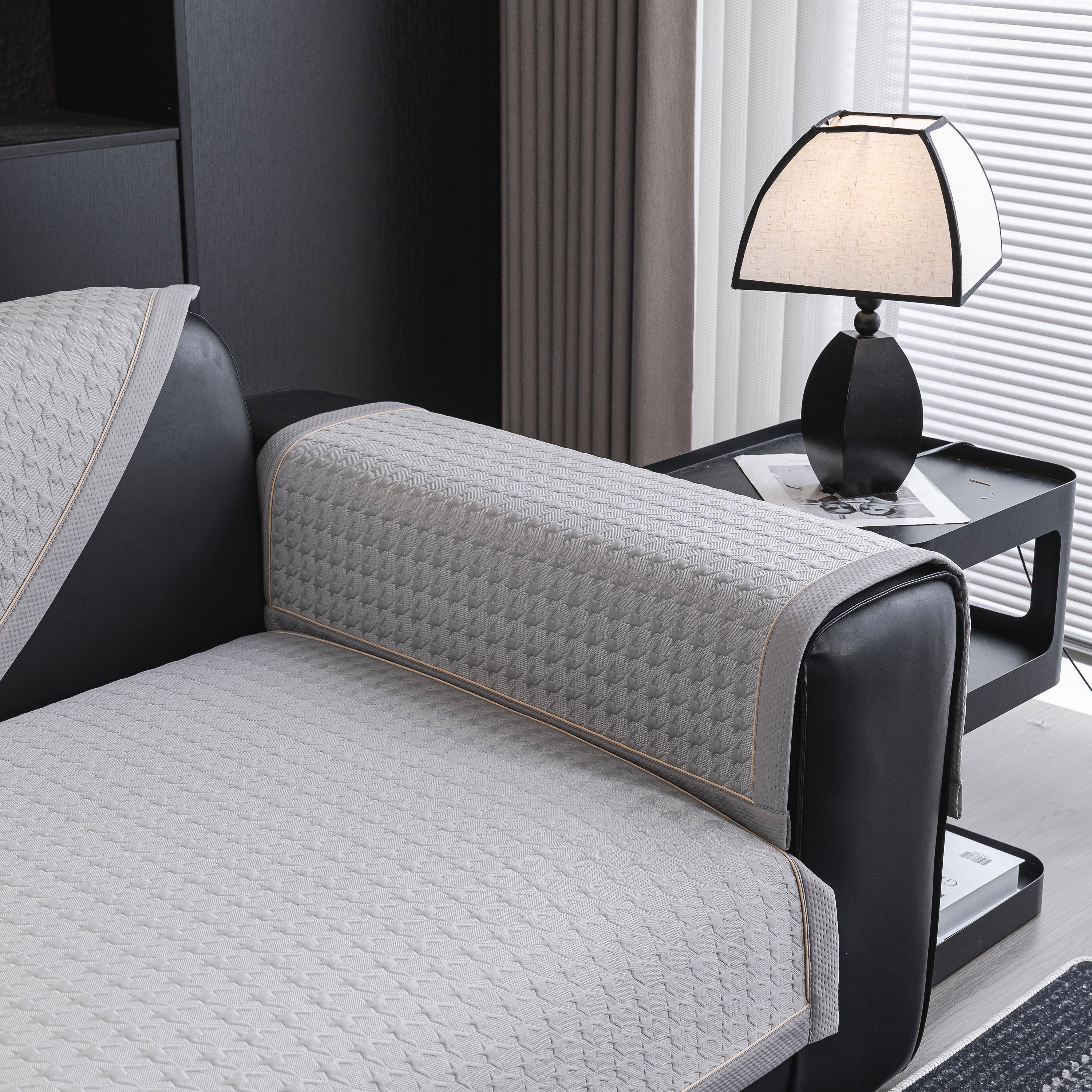 Houndstooth Ice Silk Breathable Sofa Cover, Modern Non-Slip Summer Couch Protector - Image 54