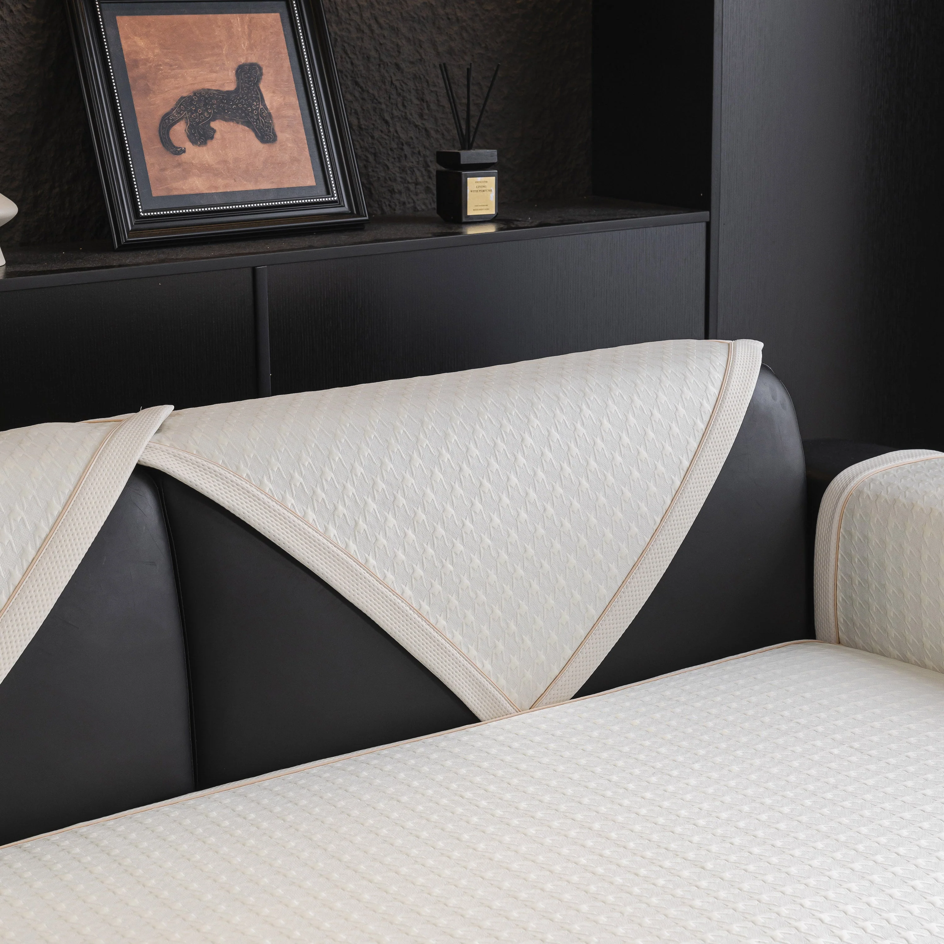 Houndstooth Ice Silk Breathable Sofa Cover, Modern Non-Slip Summer Couch Protector - Image 65