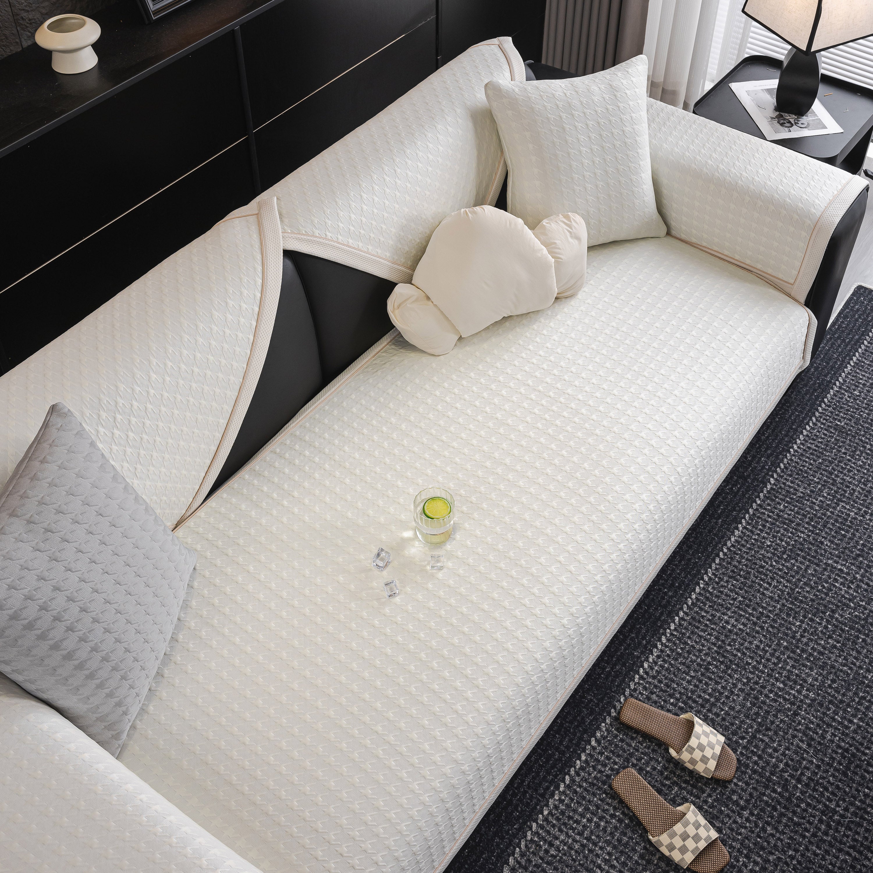 Houndstooth Ice Silk Breathable Sofa Cover, Modern Non-Slip Summer Couch Protector - Image 76