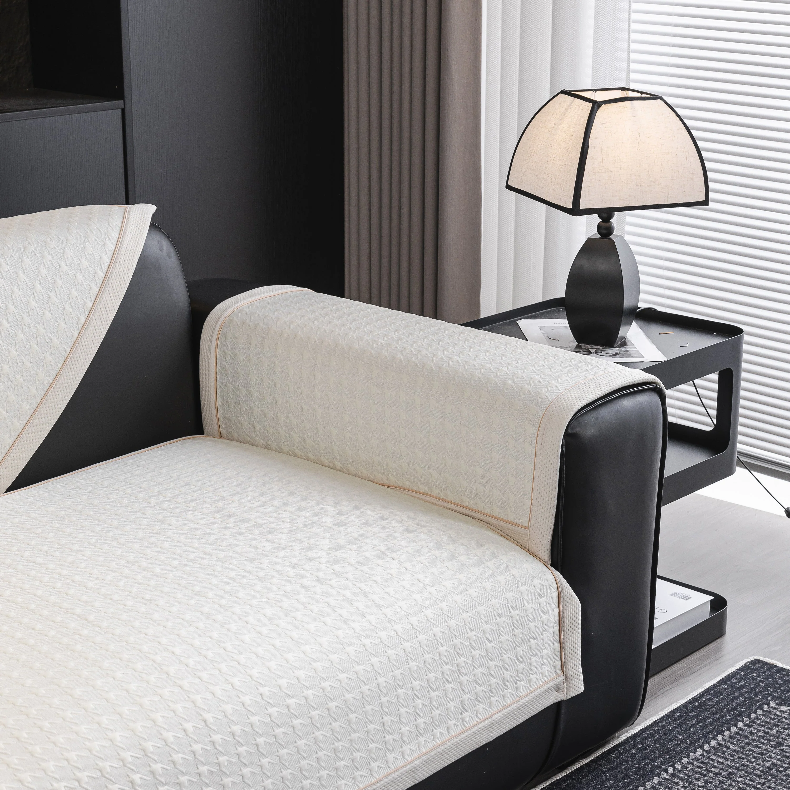Houndstooth Ice Silk Breathable Sofa Cover, Modern Non-Slip Summer Couch Protector - Image 81